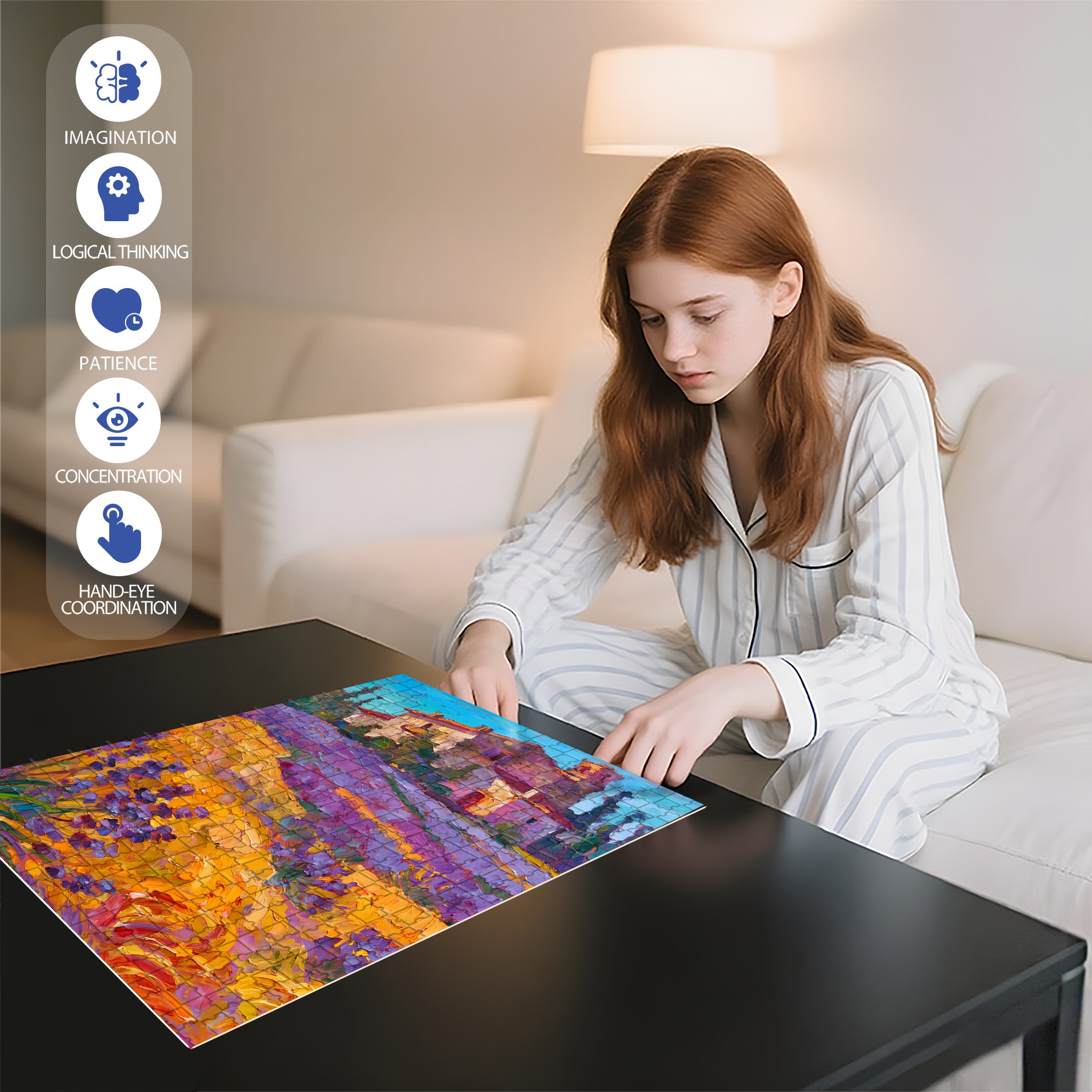 Provence 500pcs/1000pcs Jigsaw Puzzle, Scratch-Resistant, Interactive Family Game & Brain-Boosting DIY Decor, Perfect for Halloween, Christmas & New Year Gifts, Family Puzzle Game