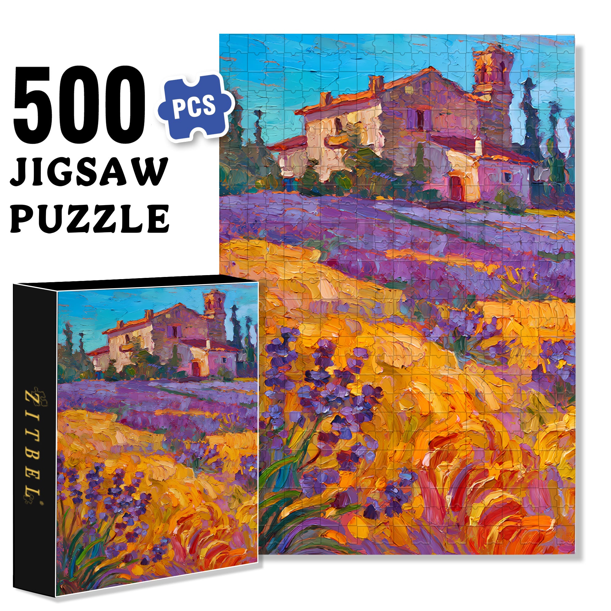 Provence 500pcs/1000pcs Jigsaw Puzzle, Scratch-Resistant, Interactive Family Game & Brain-Boosting DIY Decor, Perfect for Halloween, Christmas & New Year Gifts, Family Puzzle Game
