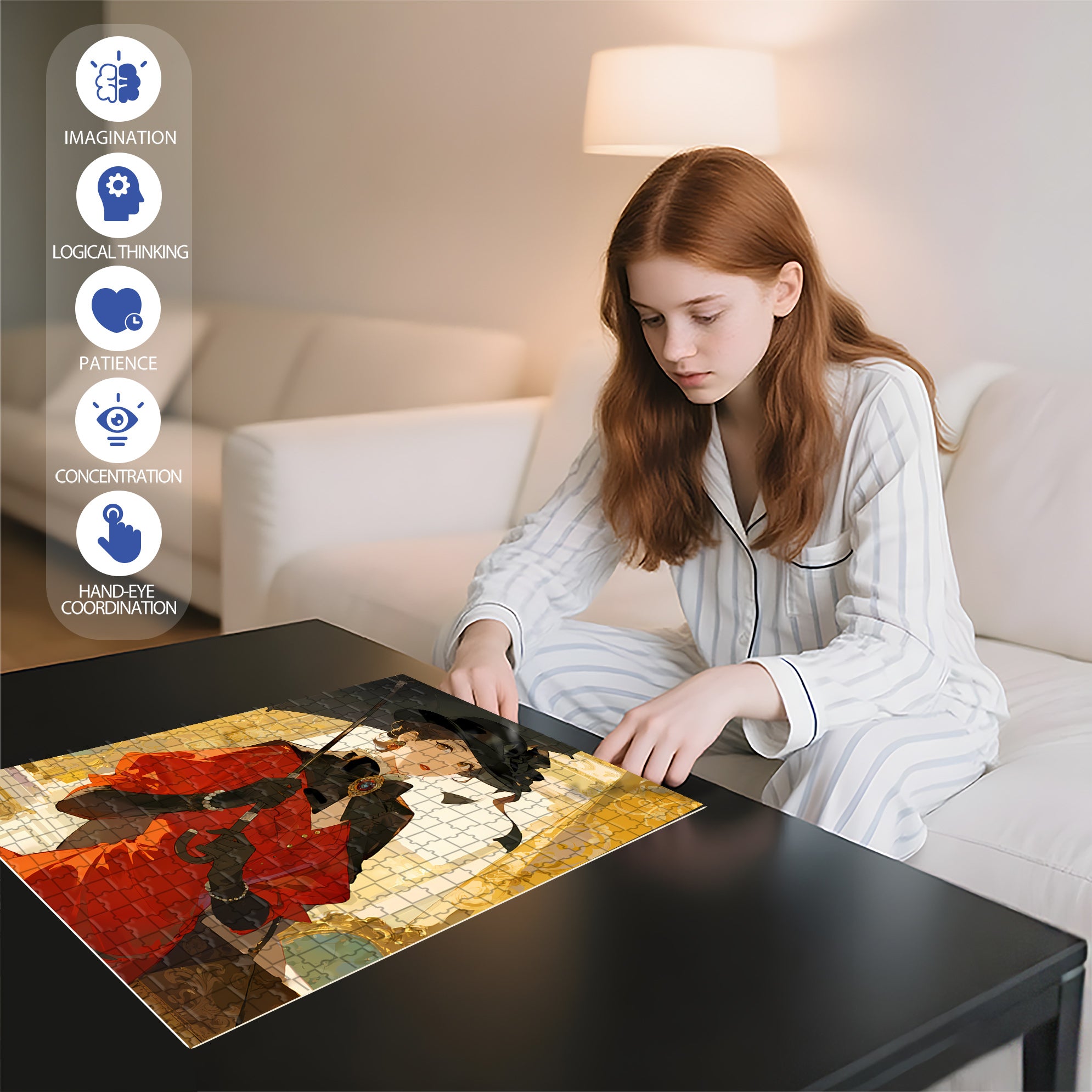 Rich Lady 500pcs/1000pcs Jigsaw Puzzle, Scratch-Resistant, Interactive Family Game & Brain-Boosting DIY Decor, Perfect for Halloween, Christmas & New Year Gifts, Family Puzzle Game