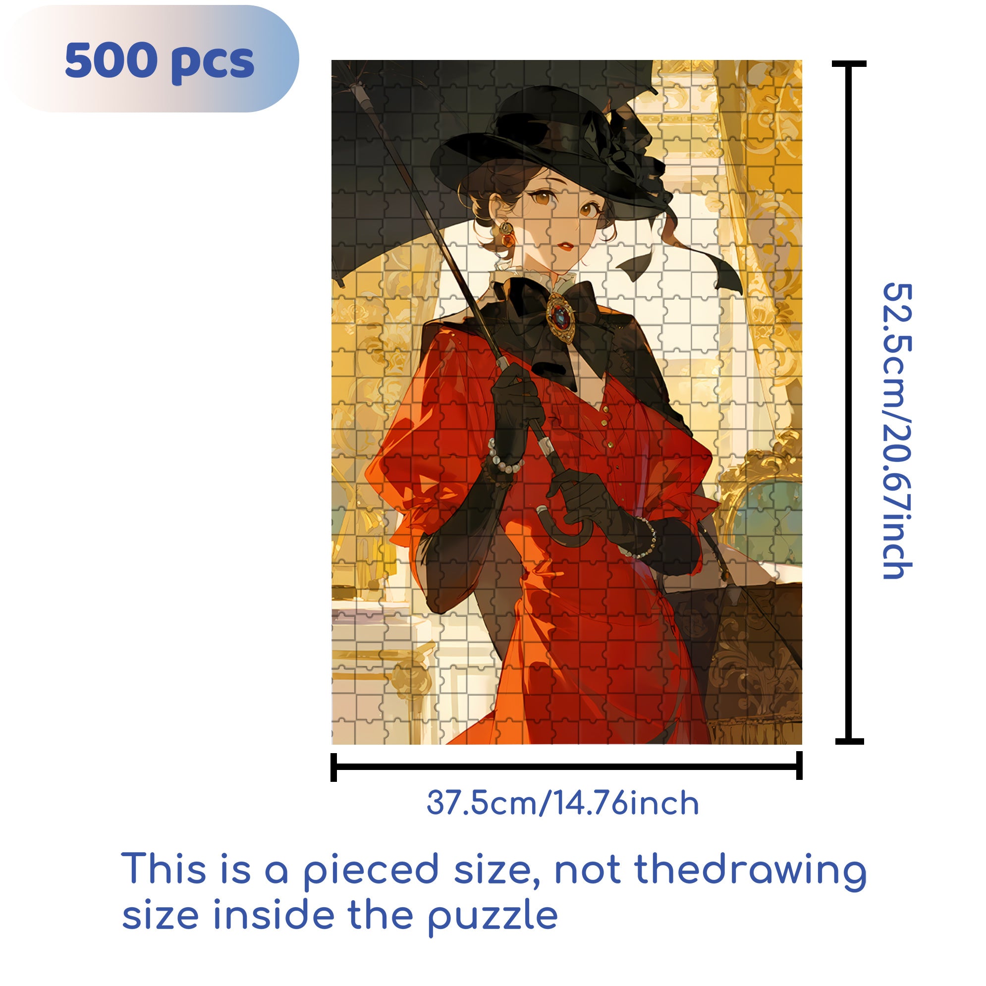 Rich Lady 500pcs/1000pcs Jigsaw Puzzle, Scratch-Resistant, Interactive Family Game & Brain-Boosting DIY Decor, Perfect for Halloween, Christmas & New Year Gifts, Family Puzzle Game