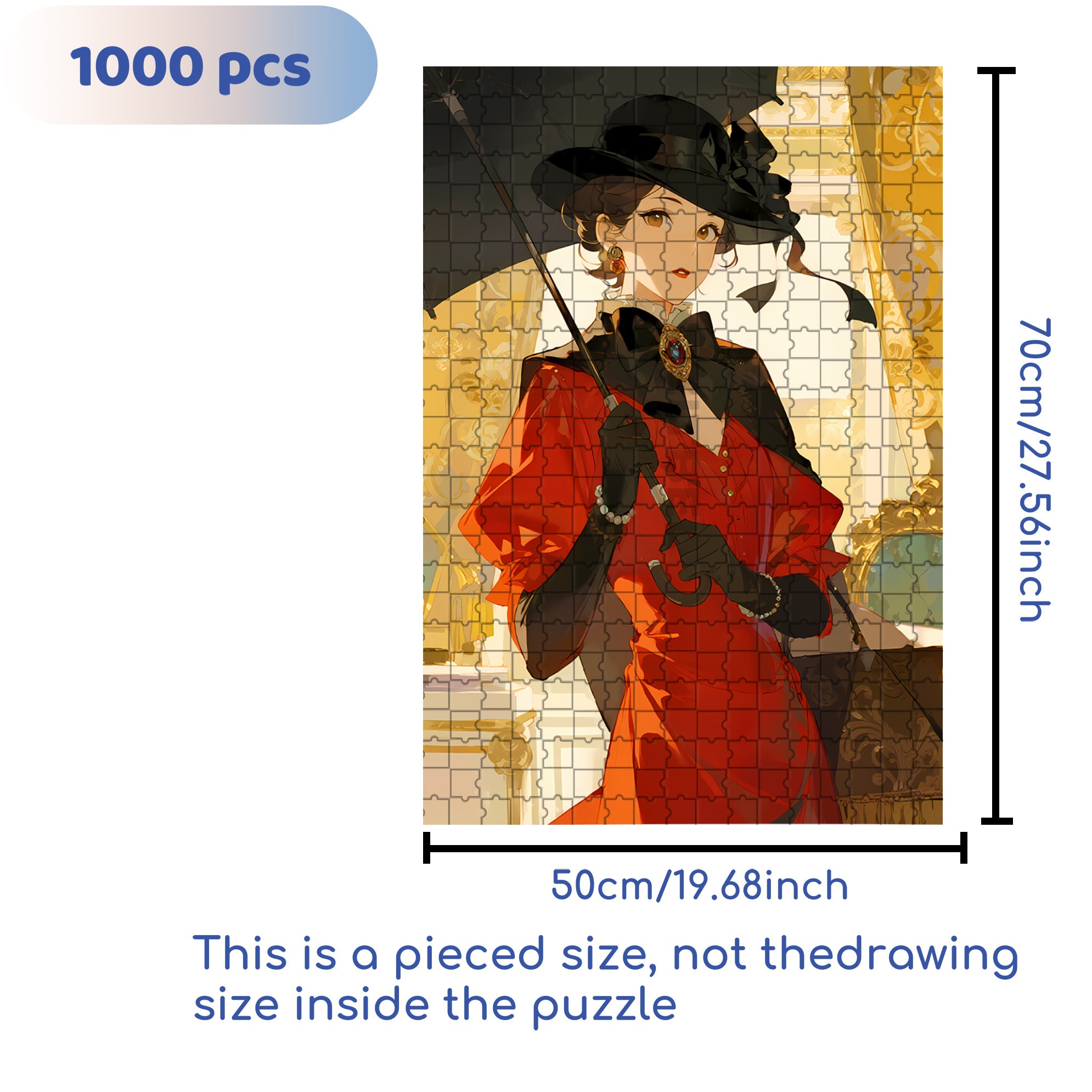 Rich Lady 500pcs/1000pcs Jigsaw Puzzle, Scratch-Resistant, Interactive Family Game & Brain-Boosting DIY Decor, Perfect for Halloween, Christmas & New Year Gifts, Family Puzzle Game