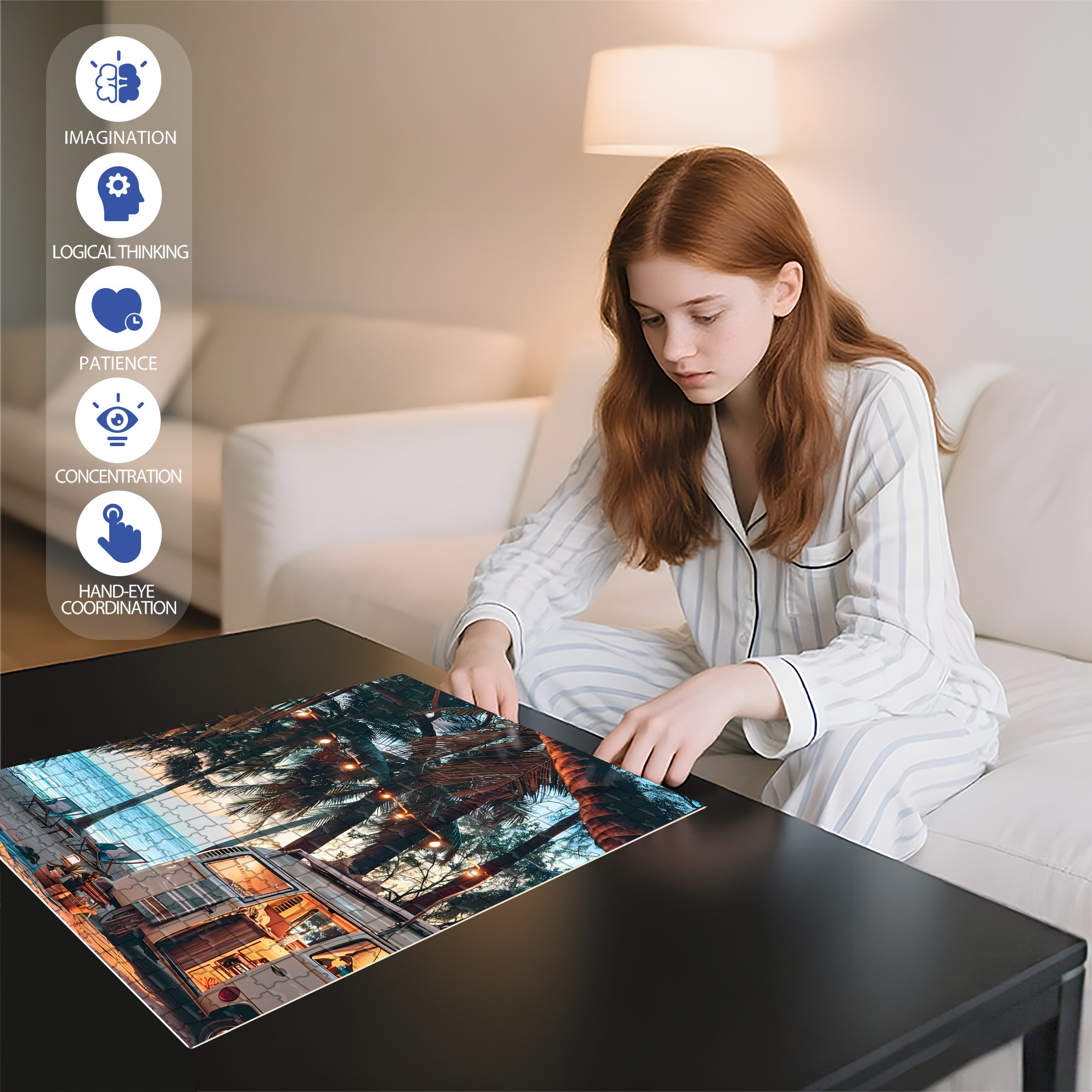Sandy Beach 500pcs/1000pcs Jigsaw Puzzle, Scratch-Resistant, Interactive Family Game & Brain-Boosting DIY Decor, Perfect for Halloween, Christmas & New Year Gifts, Family Puzzle Game