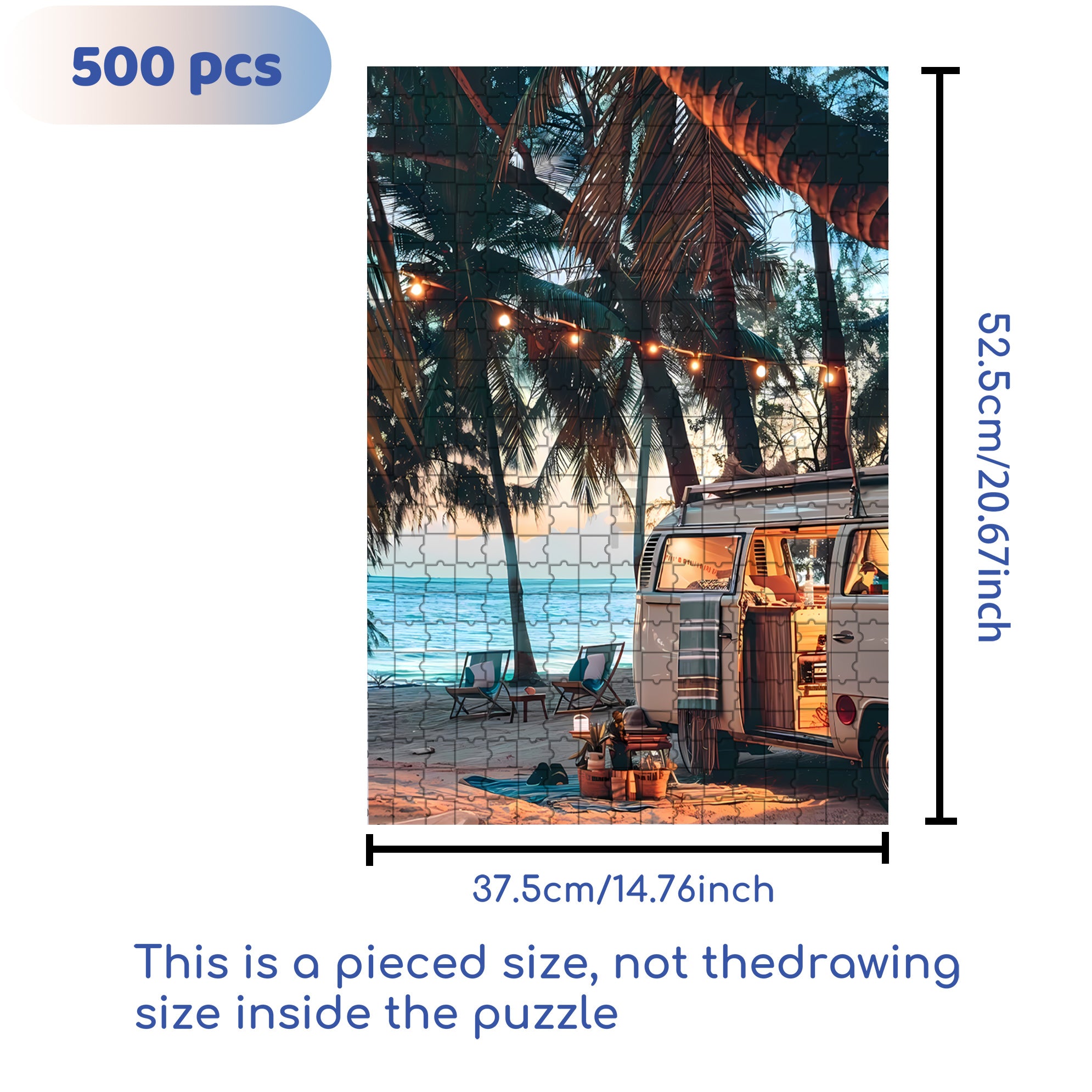 Sandy Beach 500pcs/1000pcs Jigsaw Puzzle, Scratch-Resistant, Interactive Family Game & Brain-Boosting DIY Decor, Perfect for Halloween, Christmas & New Year Gifts, Family Puzzle Game
