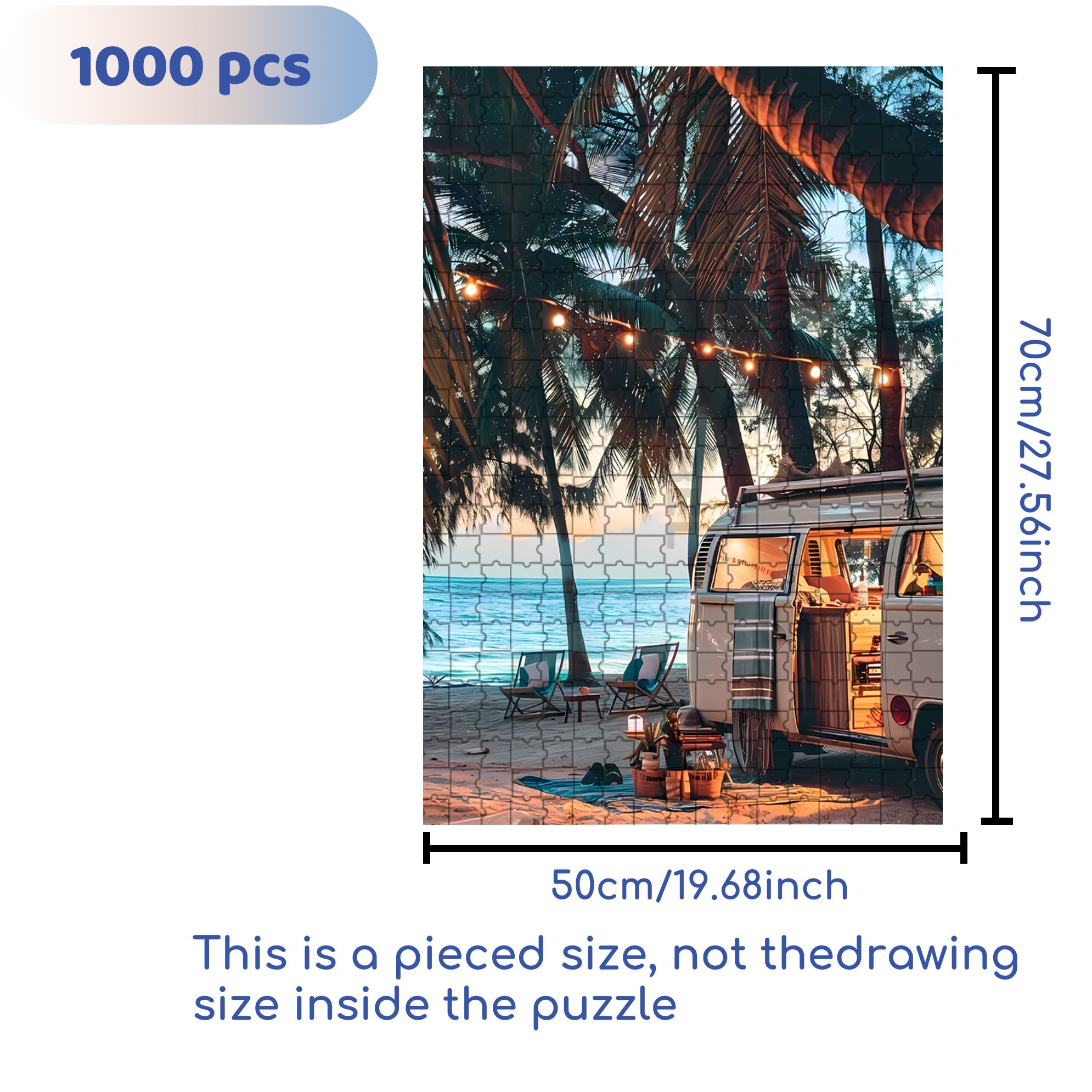 Sandy Beach 500pcs/1000pcs Jigsaw Puzzle, Scratch-Resistant, Interactive Family Game & Brain-Boosting DIY Decor, Perfect for Halloween, Christmas & New Year Gifts, Family Puzzle Game