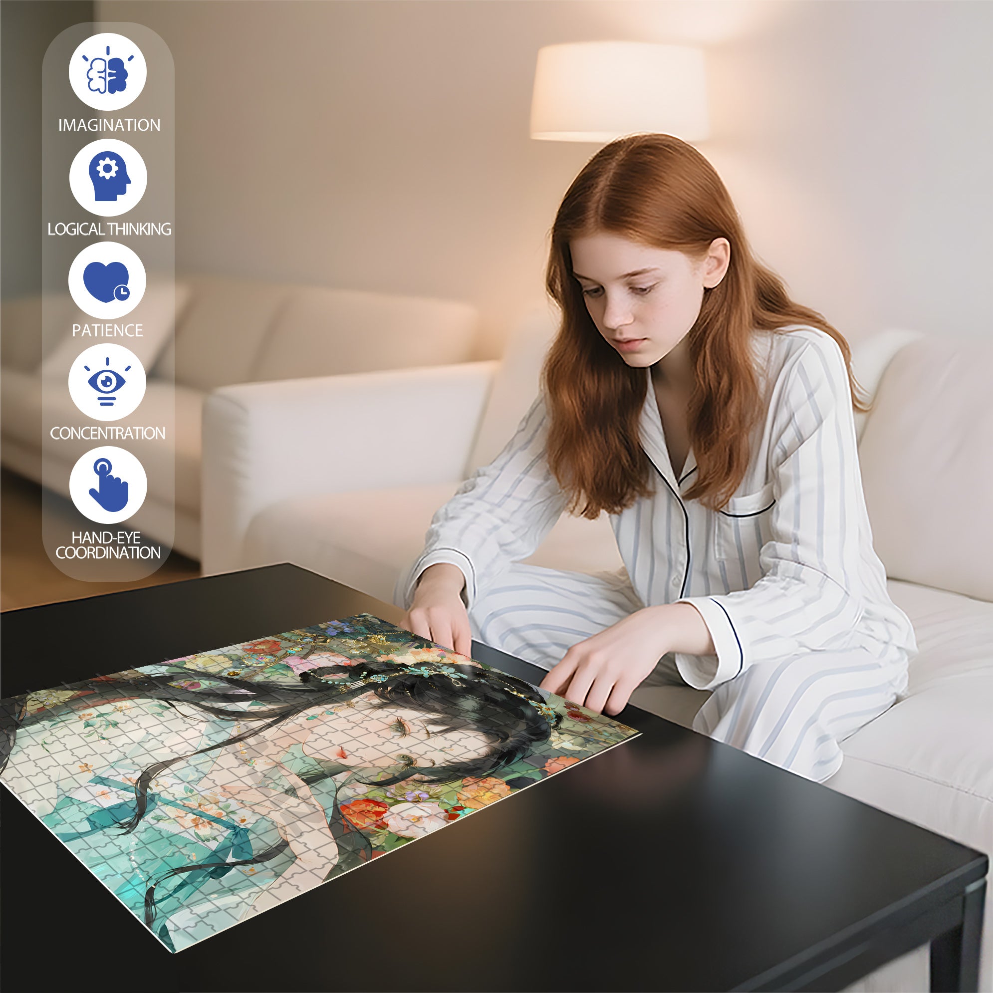 Shy 500pcs/1000pcs Jigsaw Puzzle, Scratch-Resistant, Interactive Family Game & Brain-Boosting DIY Decor, Perfect for Halloween, Christmas & New Year Gifts, Family Puzzle Game