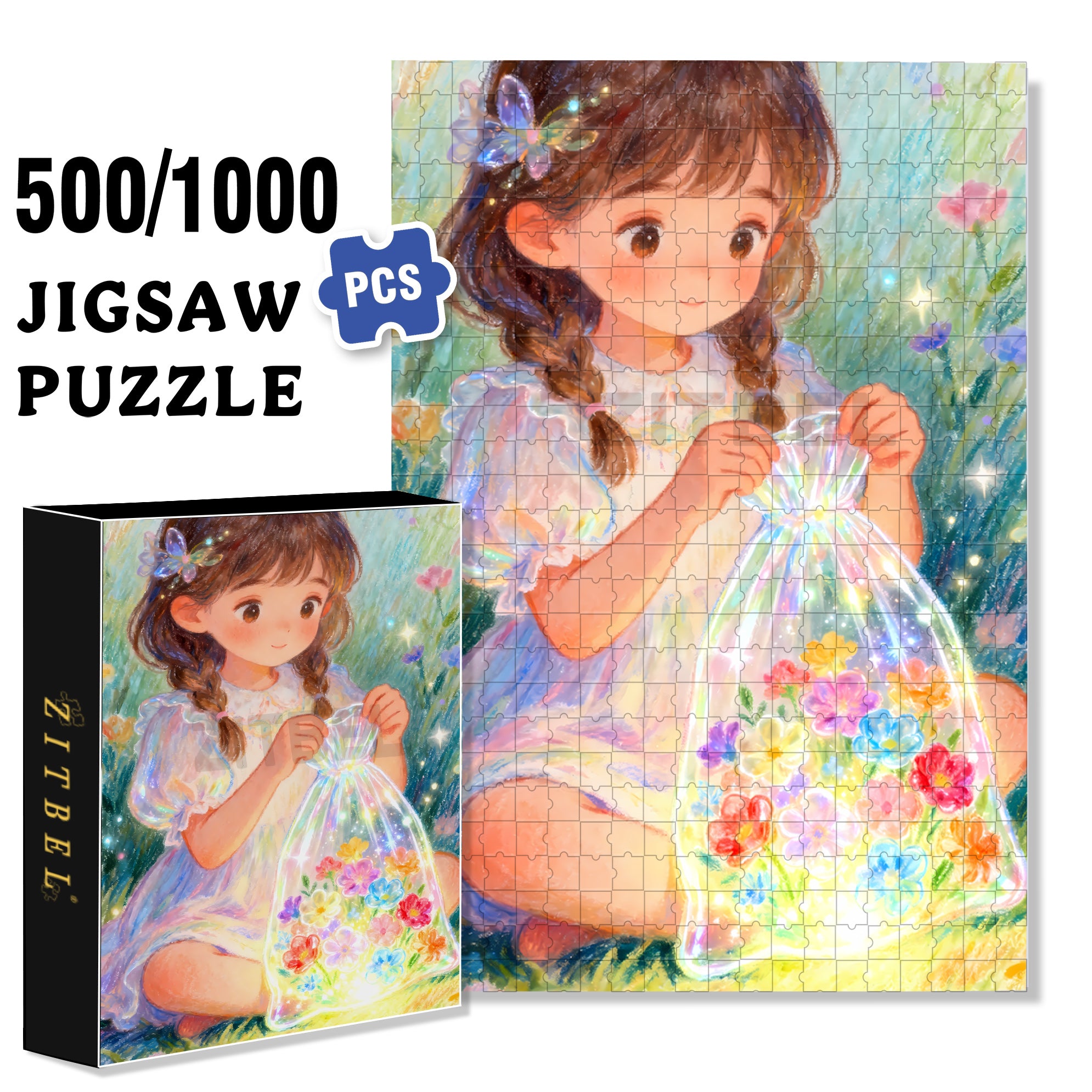 Sparkling 500pcs/1000pcs Jigsaw Puzzle, Scratch-Resistant, Interactive Family Game & Brain-Boosting DIY Decor, Perfect for Halloween, Christmas & New Year Gifts, Family Puzzle Game