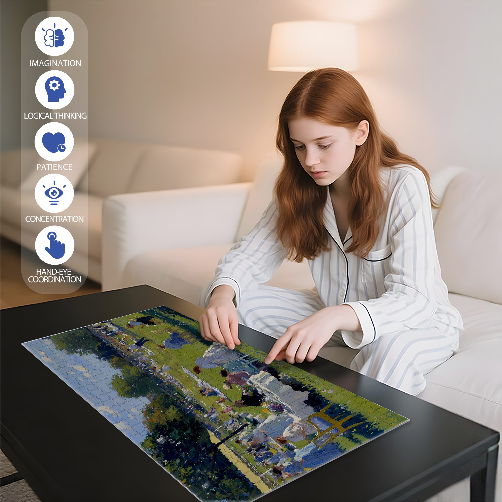 Sunny 500pcs/1000pcs Jigsaw Puzzle, Scratch-Resistant, Interactive Family Game & Brain-Boosting DIY Decor, Perfect for Halloween, Christmas & New Year Gifts, Family Puzzle Game