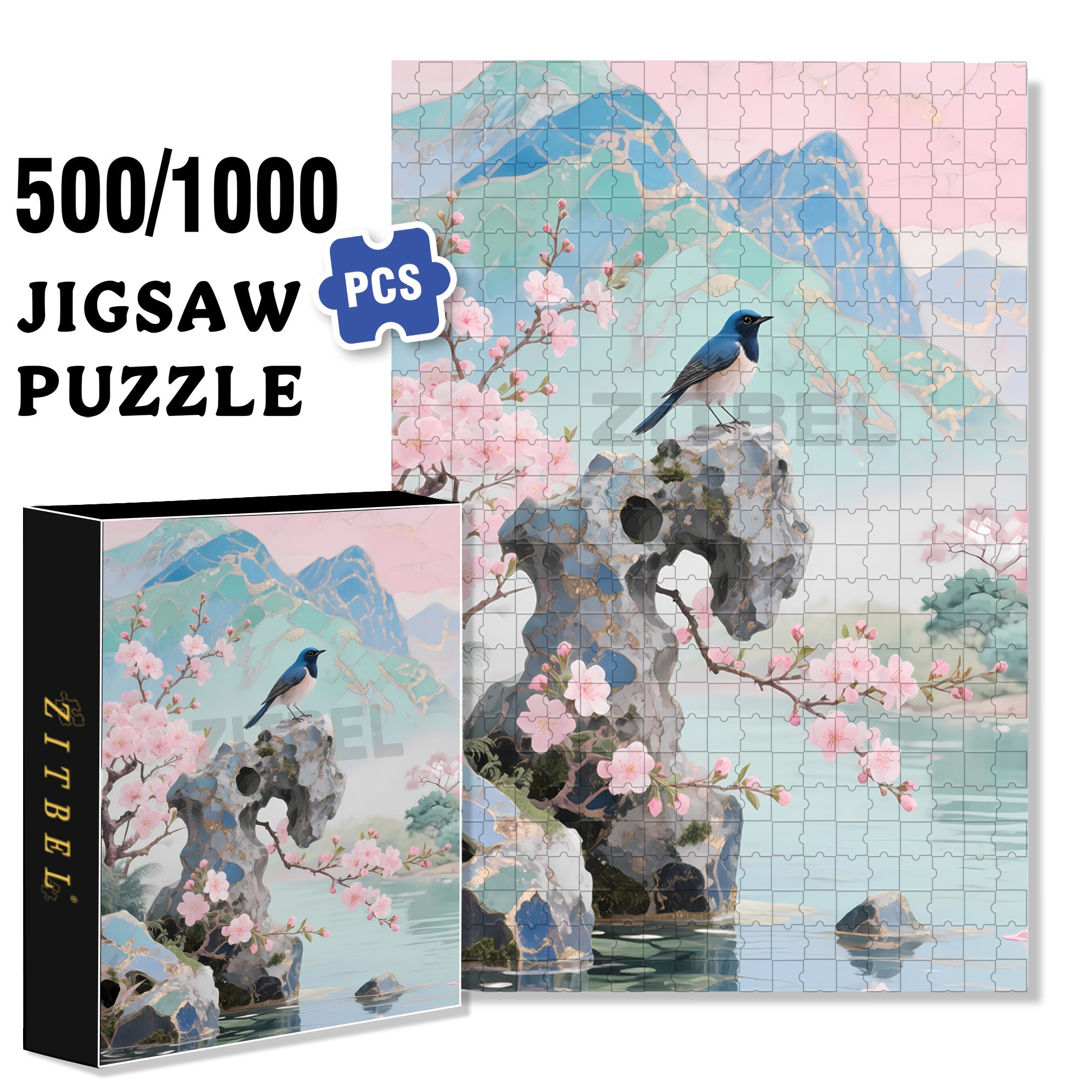 Taihu Lake Stone 500pcs/1000pcs Jigsaw Puzzle, Scratch-Resistant, Interactive Family Game & Brain-Boosting DIY Decor, Perfect for Halloween, Christmas & New Year Gifts, Family Puzzle Game