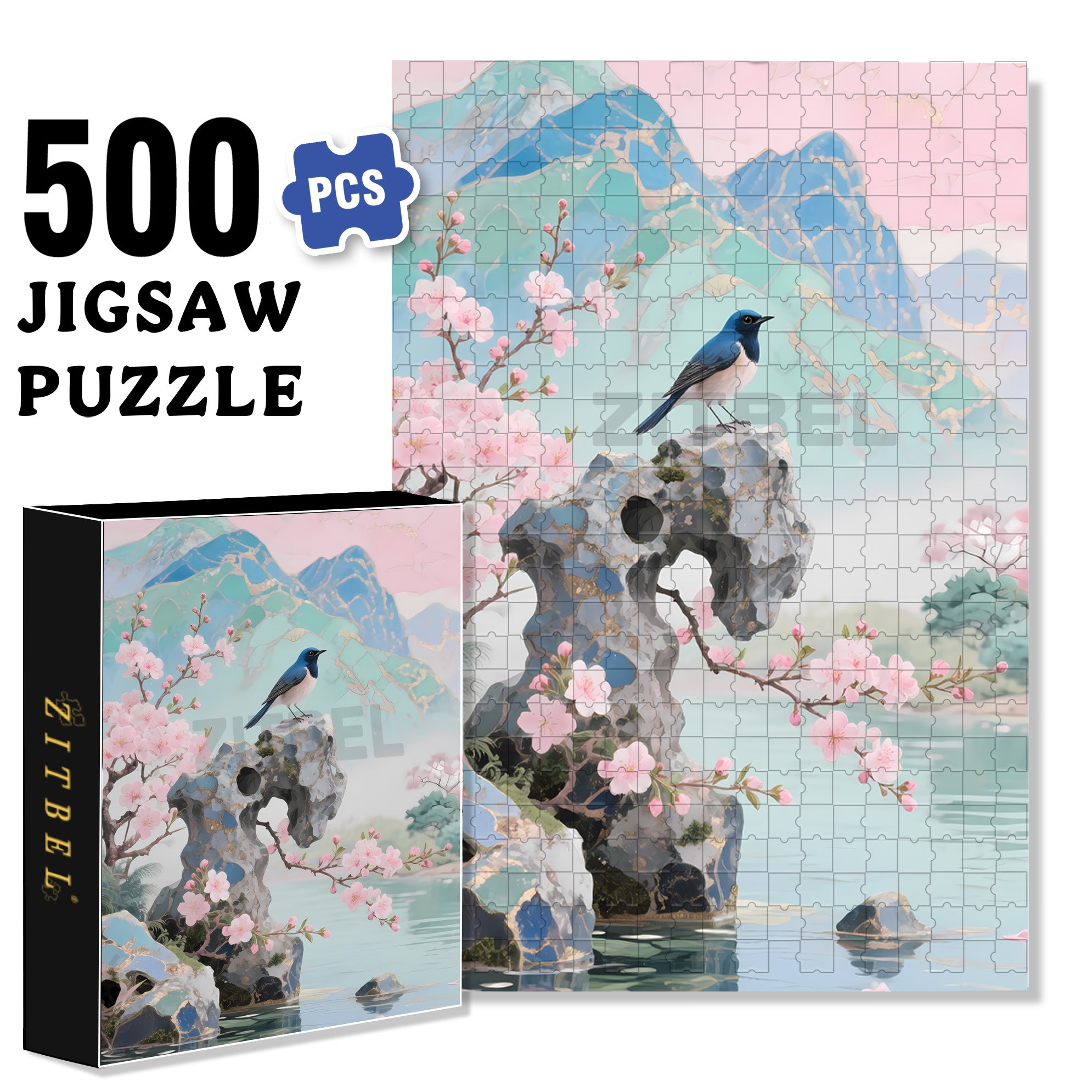 Taihu Lake Stone 500pcs/1000pcs Jigsaw Puzzle, Scratch-Resistant, Interactive Family Game & Brain-Boosting DIY Decor, Perfect for Halloween, Christmas & New Year Gifts, Family Puzzle Game