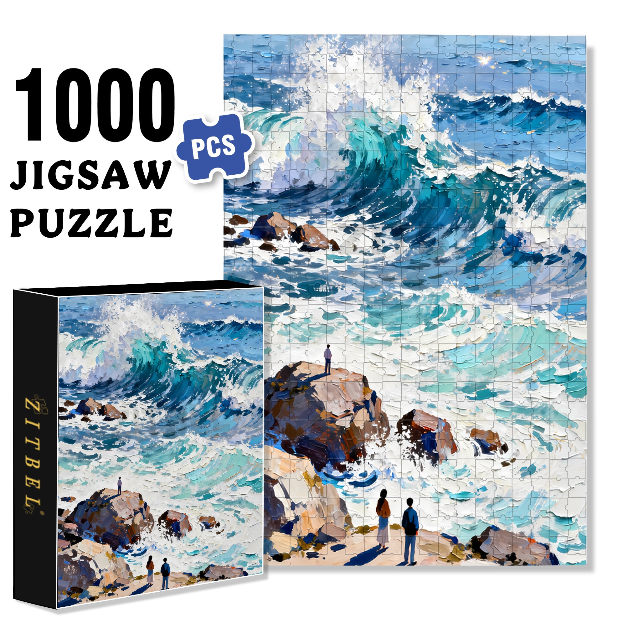 The Sound Of The Sea Waves 500pcs/1000pcs Jigsaw Puzzle, Scratch-Resistant, Interactive Family Game & Brain-Boosting DIY Decor, Perfect for Halloween, Christmas & New Year Gifts, Family Puzzle Game
