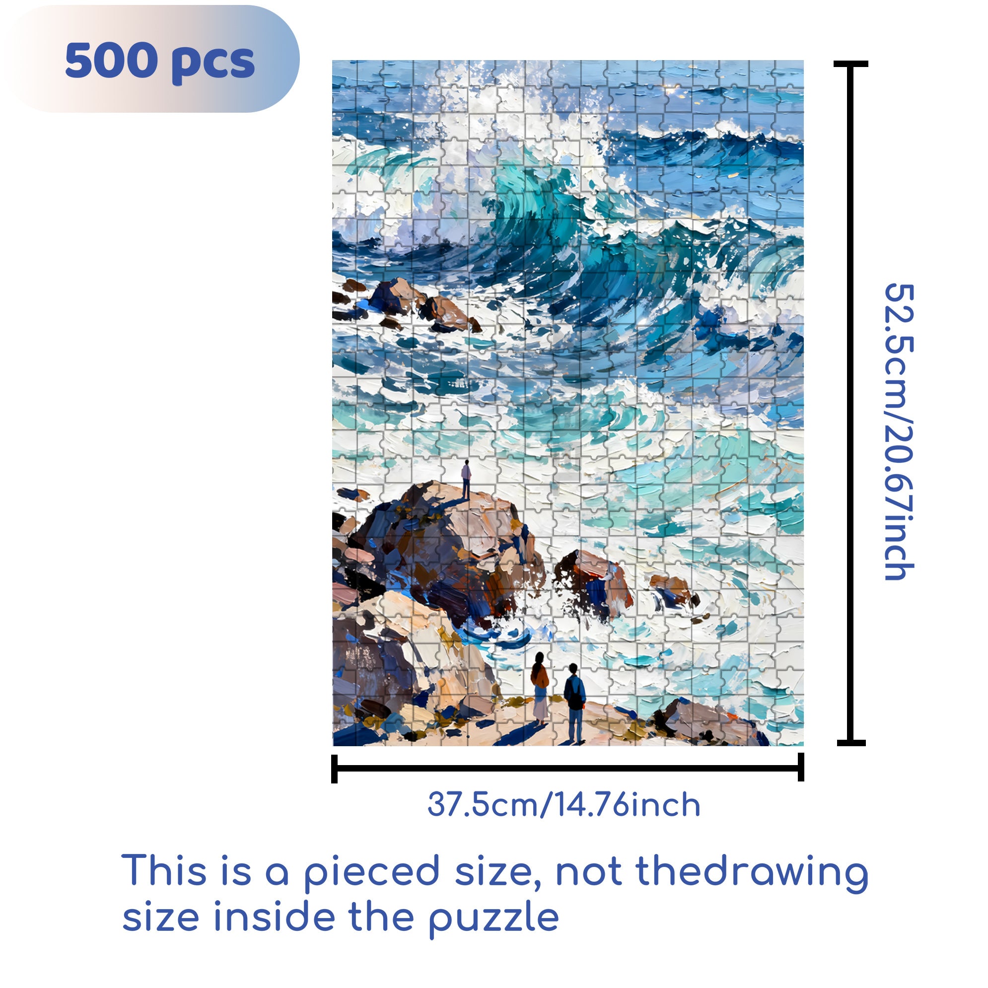 The Sound Of The Sea Waves 500pcs/1000pcs Jigsaw Puzzle, Scratch-Resistant, Interactive Family Game & Brain-Boosting DIY Decor, Perfect for Halloween, Christmas & New Year Gifts, Family Puzzle Game