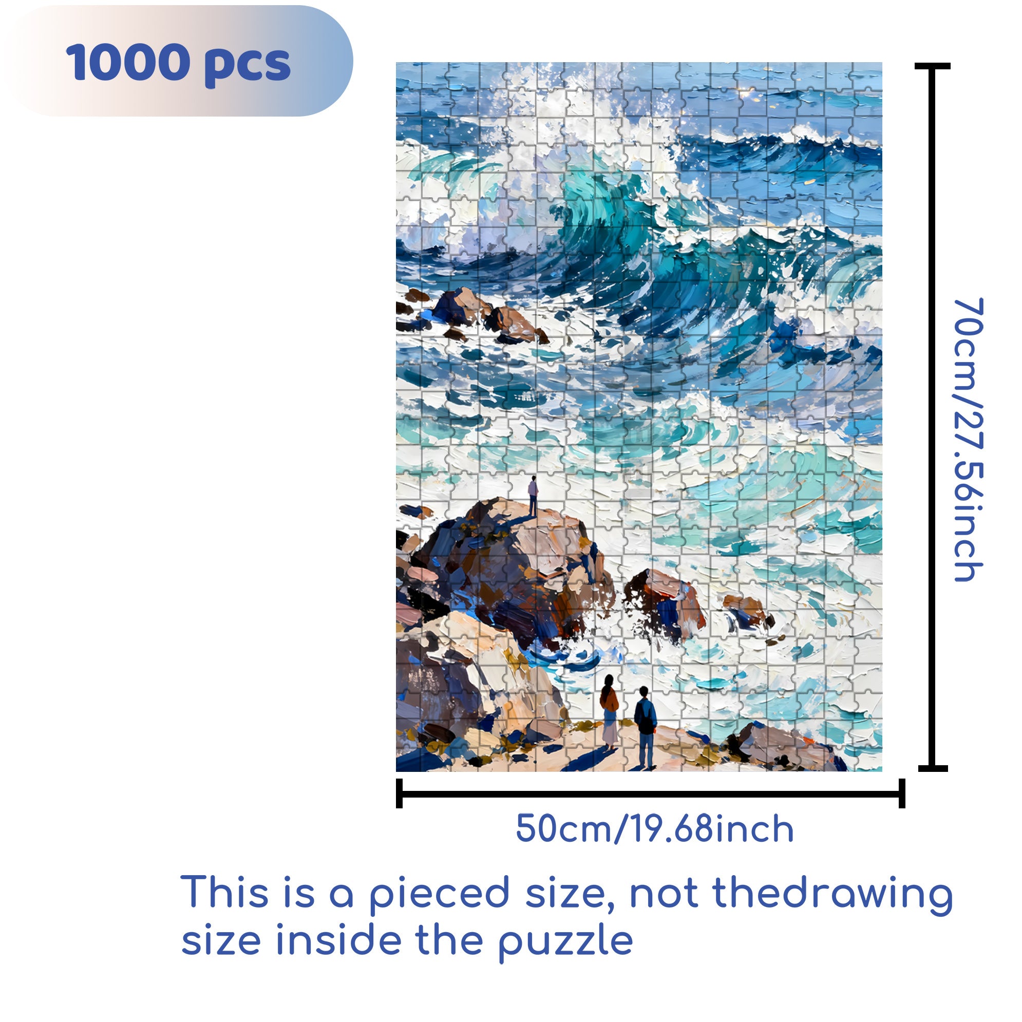 The Sound Of The Sea Waves 500pcs/1000pcs Jigsaw Puzzle, Scratch-Resistant, Interactive Family Game & Brain-Boosting DIY Decor, Perfect for Halloween, Christmas & New Year Gifts, Family Puzzle Game