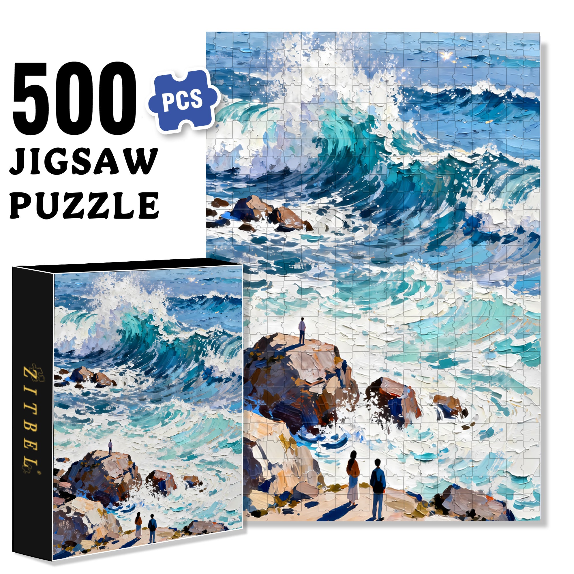 The Sound Of The Sea Waves 500pcs/1000pcs Jigsaw Puzzle, Scratch-Resistant, Interactive Family Game & Brain-Boosting DIY Decor, Perfect for Halloween, Christmas & New Year Gifts, Family Puzzle Game