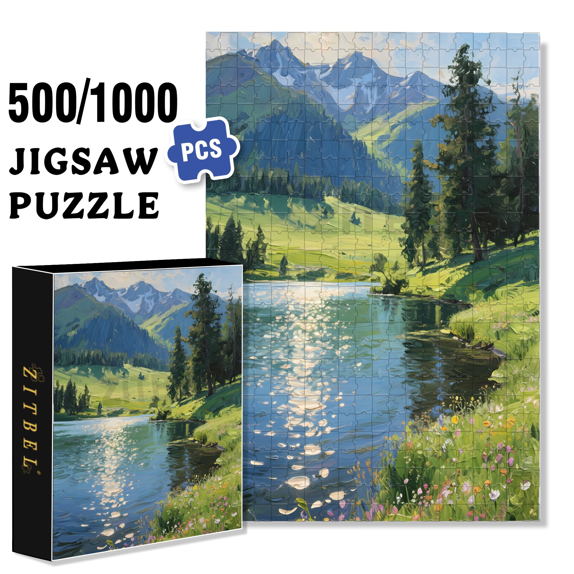 The Summer In Altay 500pcs/1000pcs Jigsaw Puzzle, Scratch-Resistant, Interactive Family Game & Brain-Boosting DIY Decor, Perfect for Halloween, Christmas & New Year Gifts, Family Puzzle Game