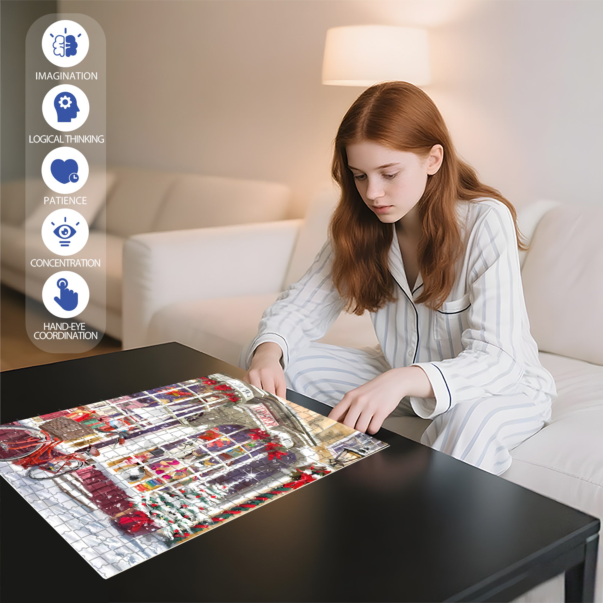 Toy Shop At Xmas Time 500pcs/1000pcs Jigsaw Puzzle, Scratch-Resistant, Interactive Family Game & Brain-Boosting DIY Decor, Perfect for Halloween, Christmas & New Year Gifts, Family Puzzle Game