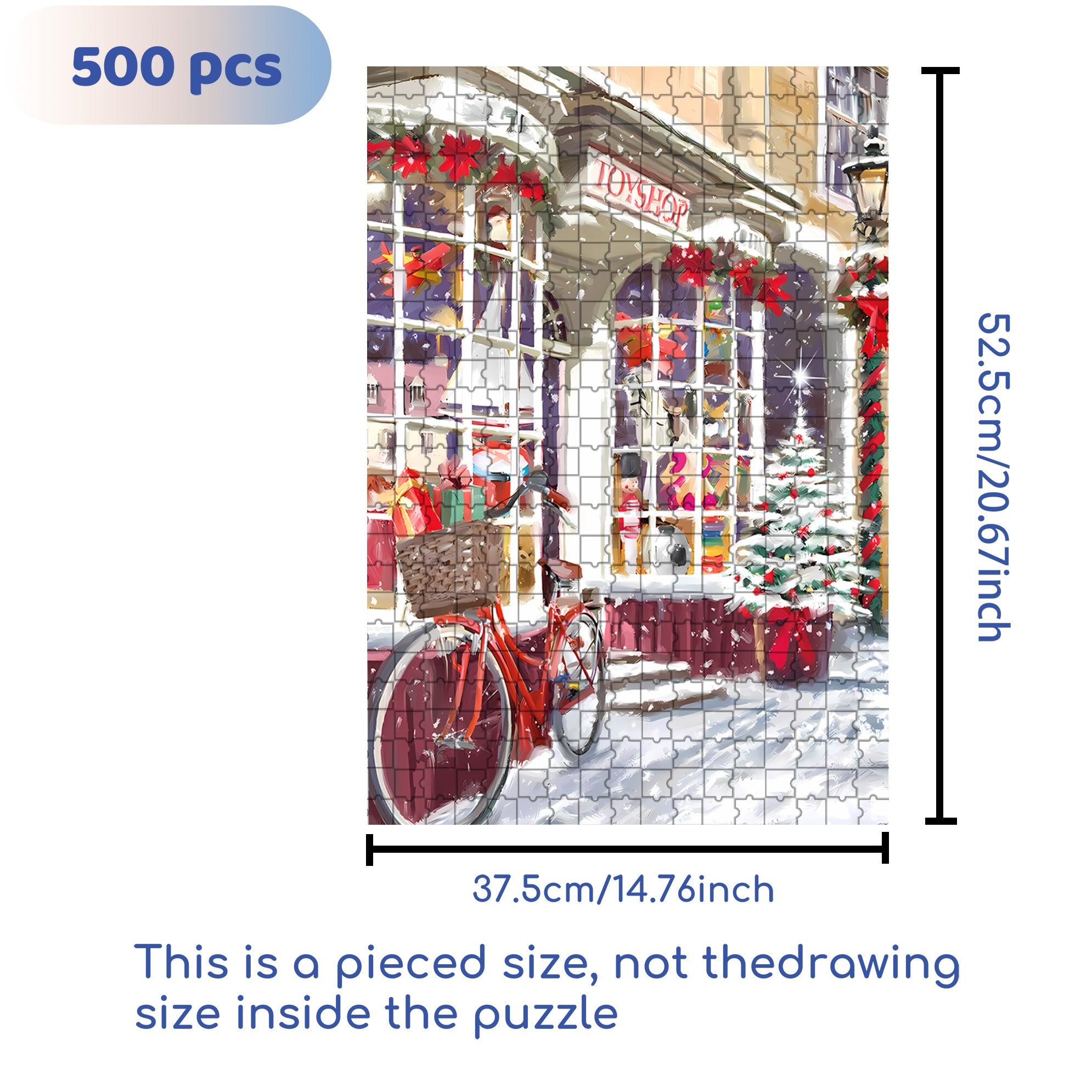 Toy Shop At Xmas Time 500pcs/1000pcs Jigsaw Puzzle, Scratch-Resistant, Interactive Family Game & Brain-Boosting DIY Decor, Perfect for Halloween, Christmas & New Year Gifts, Family Puzzle Game