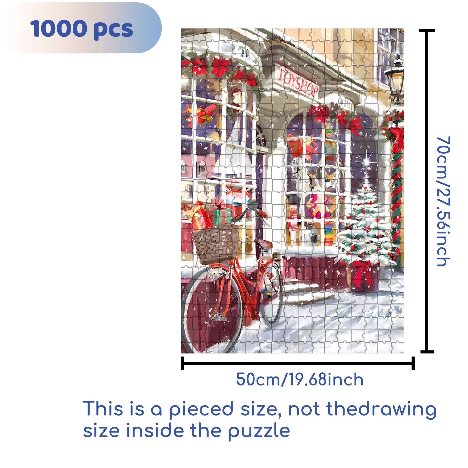 Toy Shop At Xmas Time 500pcs/1000pcs Jigsaw Puzzle, Scratch-Resistant, Interactive Family Game & Brain-Boosting DIY Decor, Perfect for Halloween, Christmas & New Year Gifts, Family Puzzle Game