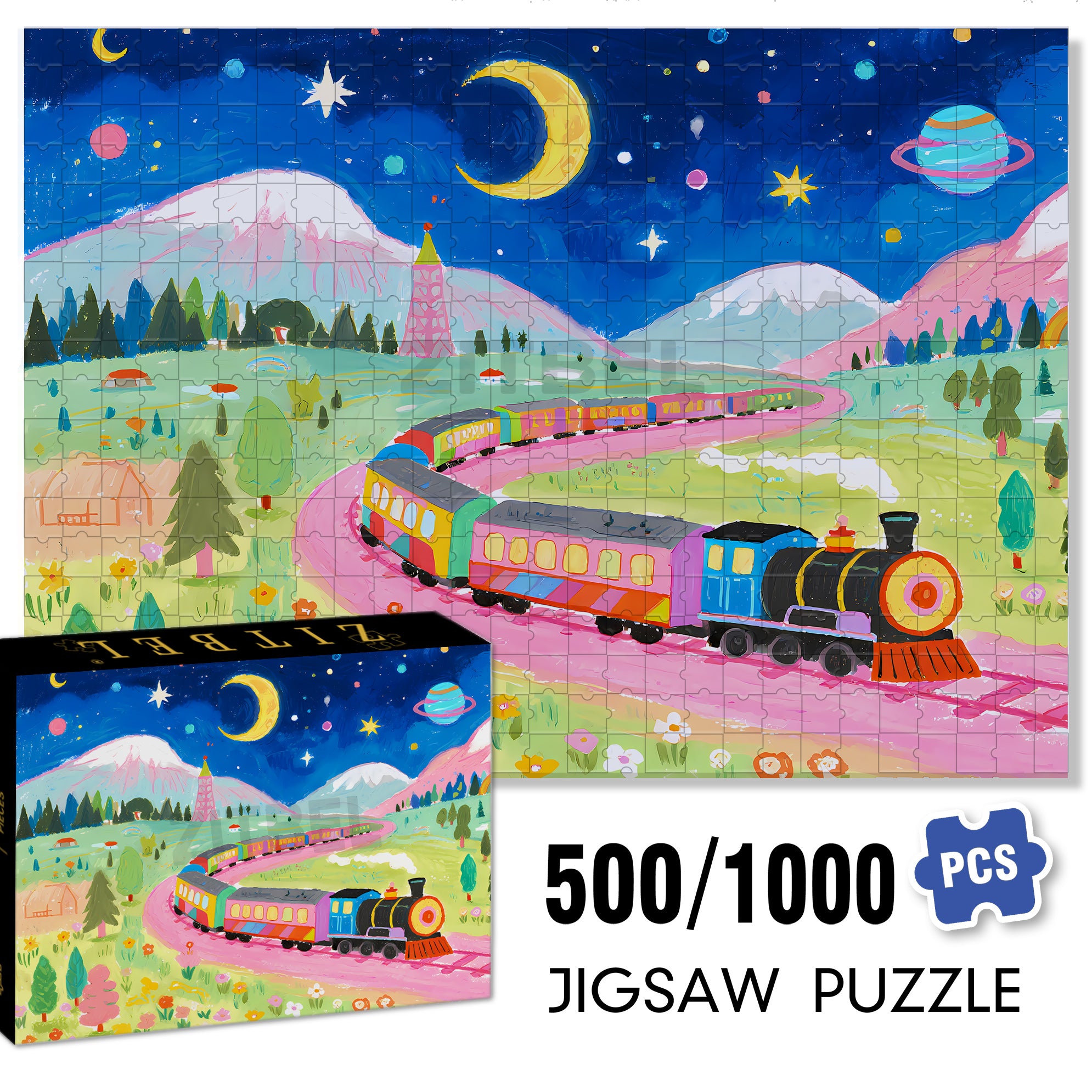 Train To Dreams 500pcs/1000pcs Jigsaw Puzzle, Scratch-Resistant, Interactive Family Game & Brain-Boosting DIY Decor, Perfect for Halloween, Christmas & New Year Gifts, Family Puzzle Game