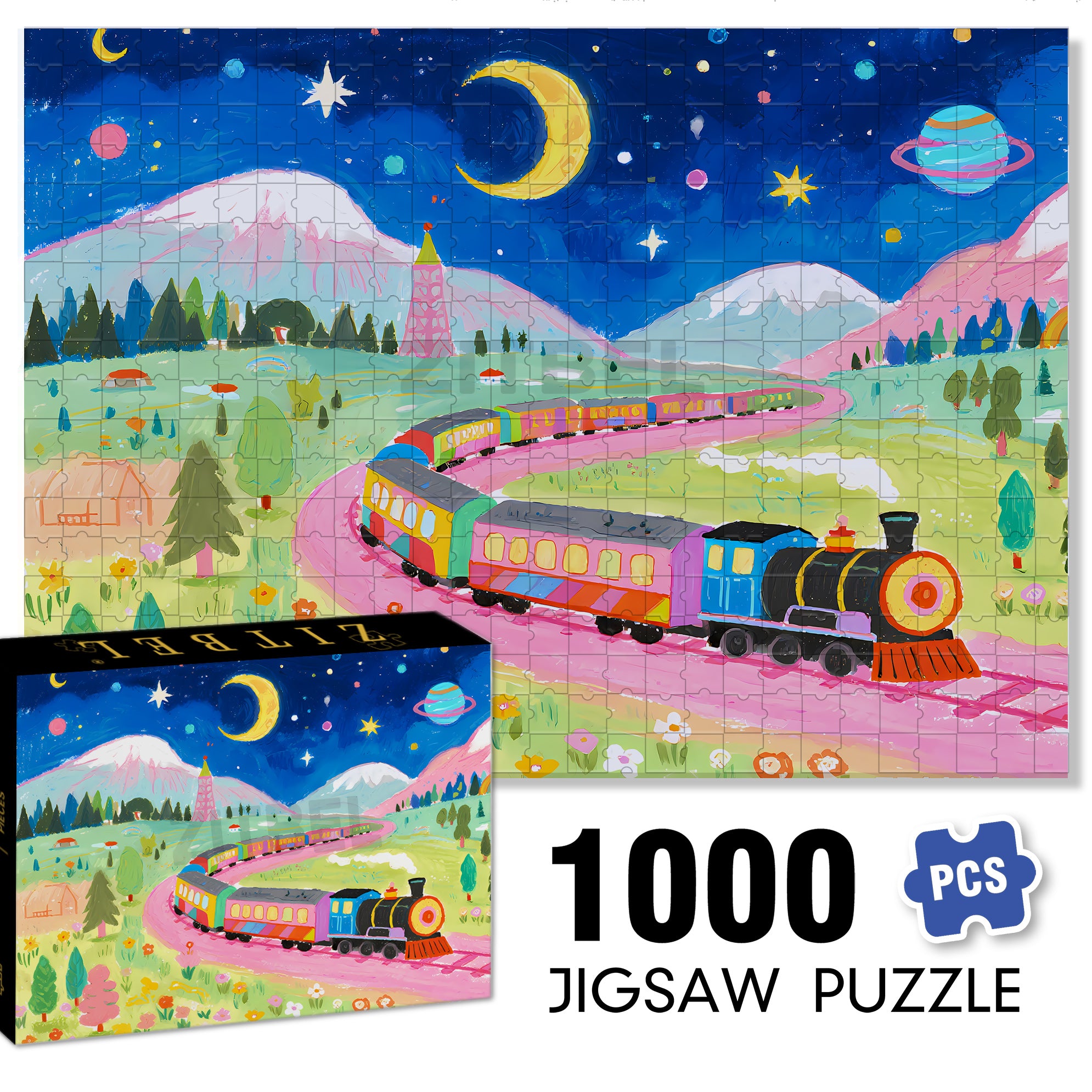 Train To Dreams 500pcs/1000pcs Jigsaw Puzzle, Scratch-Resistant, Interactive Family Game & Brain-Boosting DIY Decor, Perfect for Halloween, Christmas & New Year Gifts, Family Puzzle Game