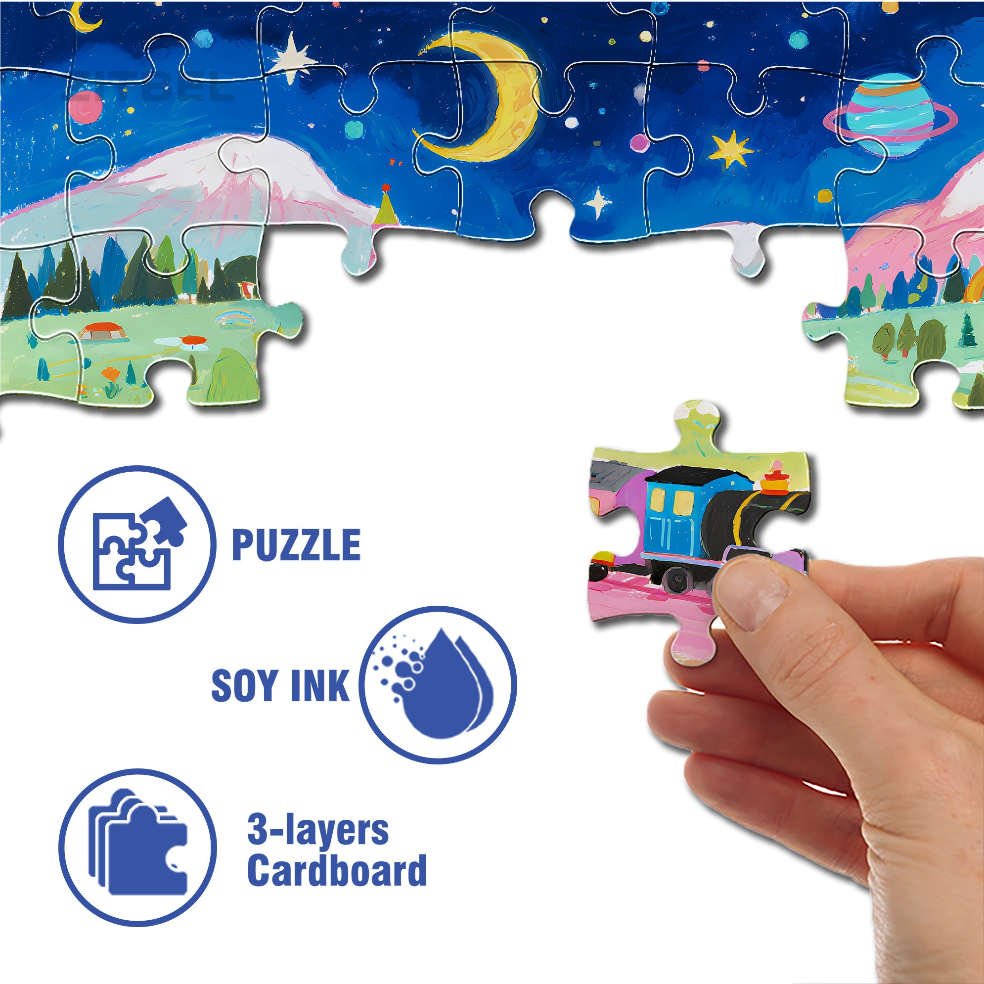 Train To Dreams 500pcs/1000pcs Jigsaw Puzzle, Scratch-Resistant, Interactive Family Game & Brain-Boosting DIY Decor, Perfect for Halloween, Christmas & New Year Gifts, Family Puzzle Game