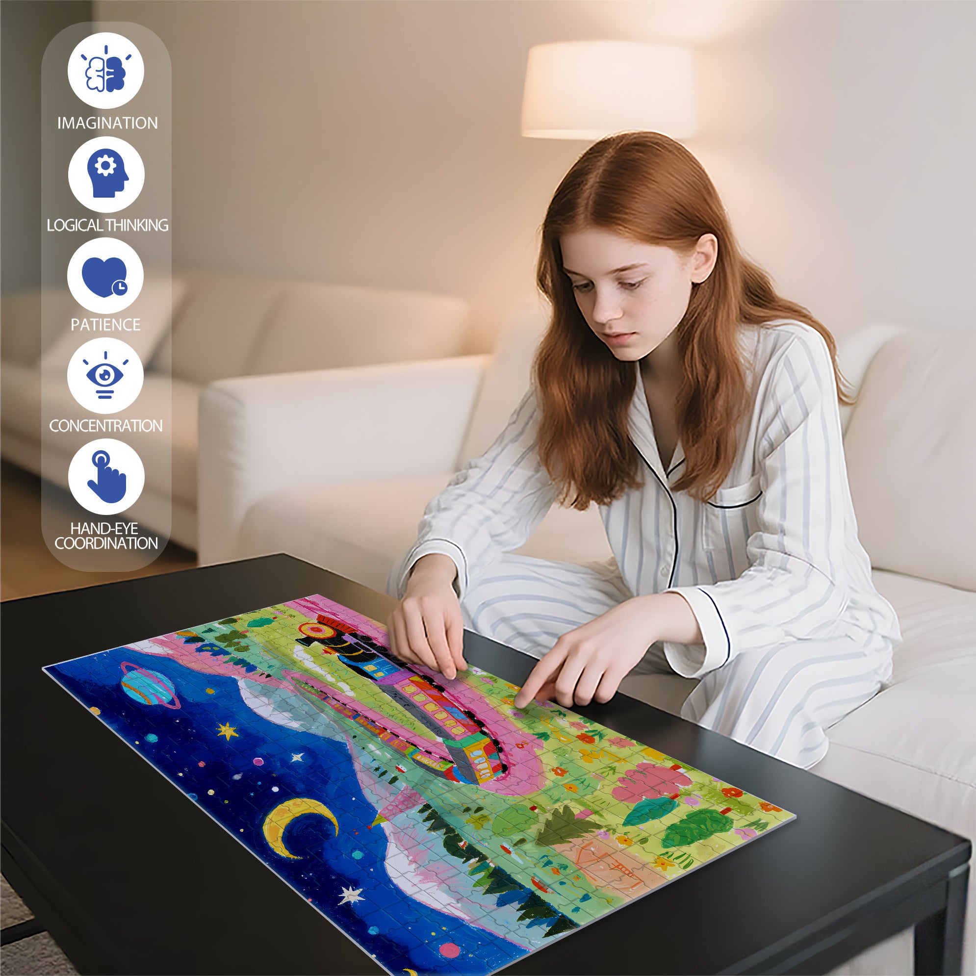 Train To Dreams 500pcs/1000pcs Jigsaw Puzzle, Scratch-Resistant, Interactive Family Game & Brain-Boosting DIY Decor, Perfect for Halloween, Christmas & New Year Gifts, Family Puzzle Game