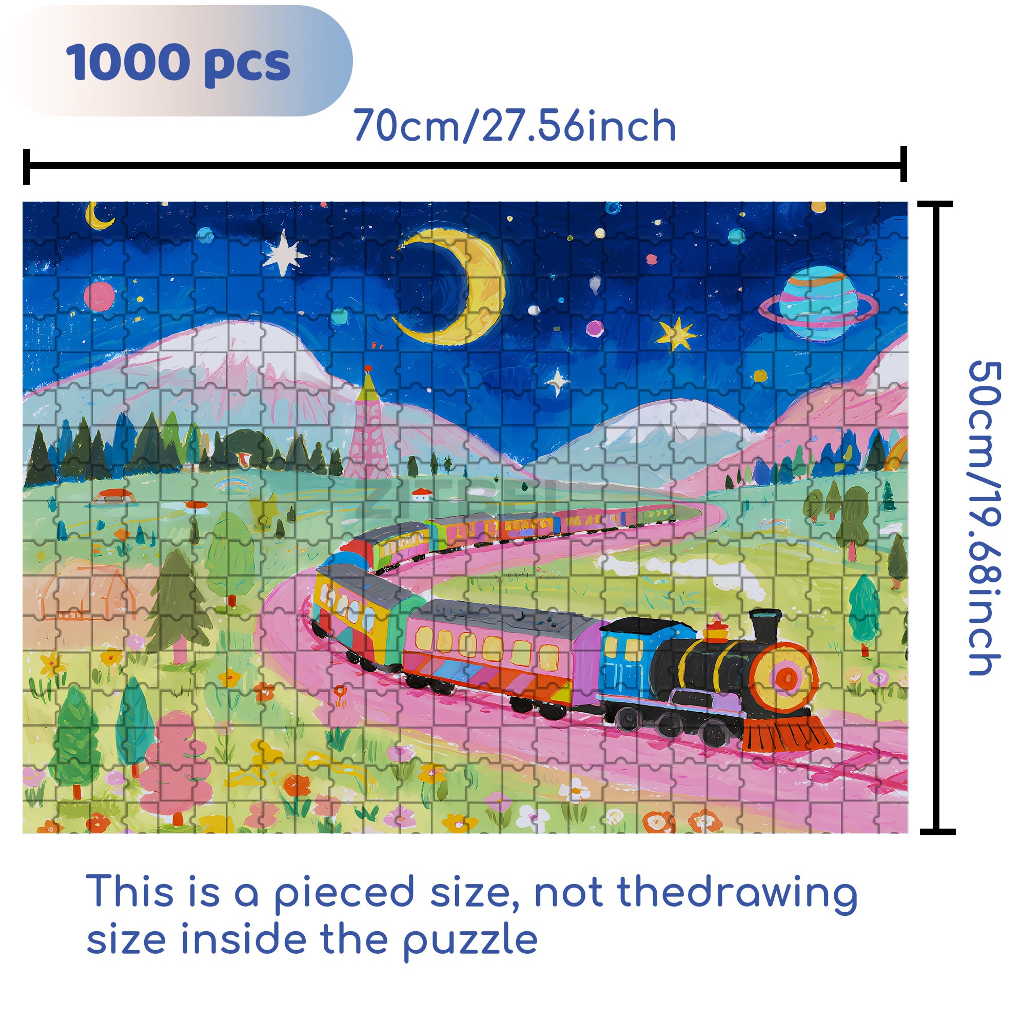 Train To Dreams 500pcs/1000pcs Jigsaw Puzzle, Scratch-Resistant, Interactive Family Game & Brain-Boosting DIY Decor, Perfect for Halloween, Christmas & New Year Gifts, Family Puzzle Game