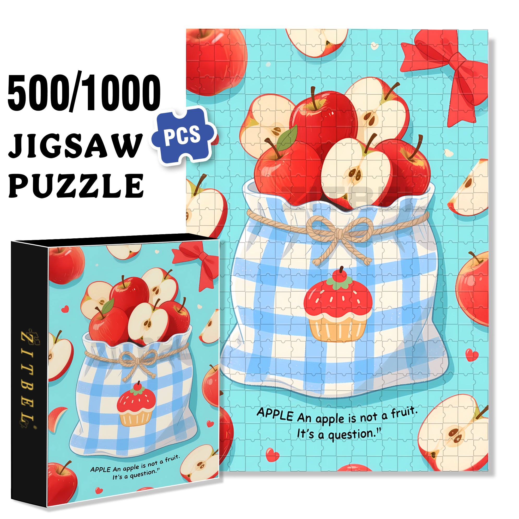 A Bag Of Apples 500pcs/1000pcs Jigsaw Puzzle, Scratch-Resistant, Interactive Family Game & Brain-Boosting DIY Decor, Perfect for Halloween, Christmas & New Year Gifts, Family Puzzle Game