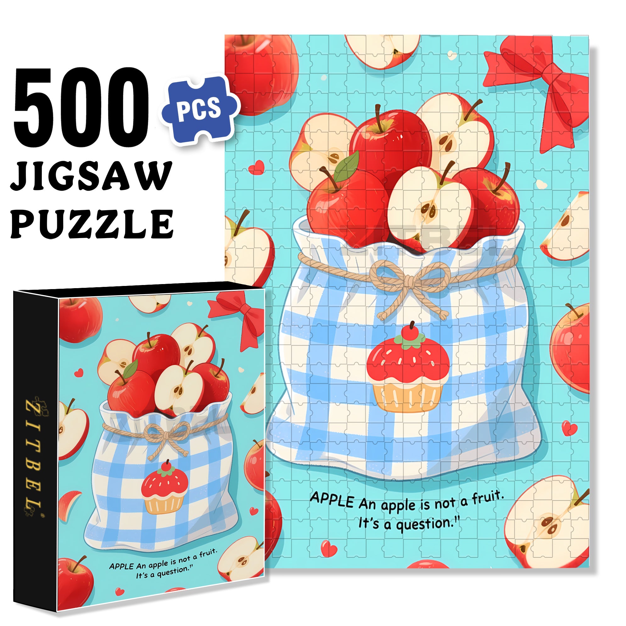 A Bag Of Apples 500pcs/1000pcs Jigsaw Puzzle, Scratch-Resistant, Interactive Family Game & Brain-Boosting DIY Decor, Perfect for Halloween, Christmas & New Year Gifts, Family Puzzle Game