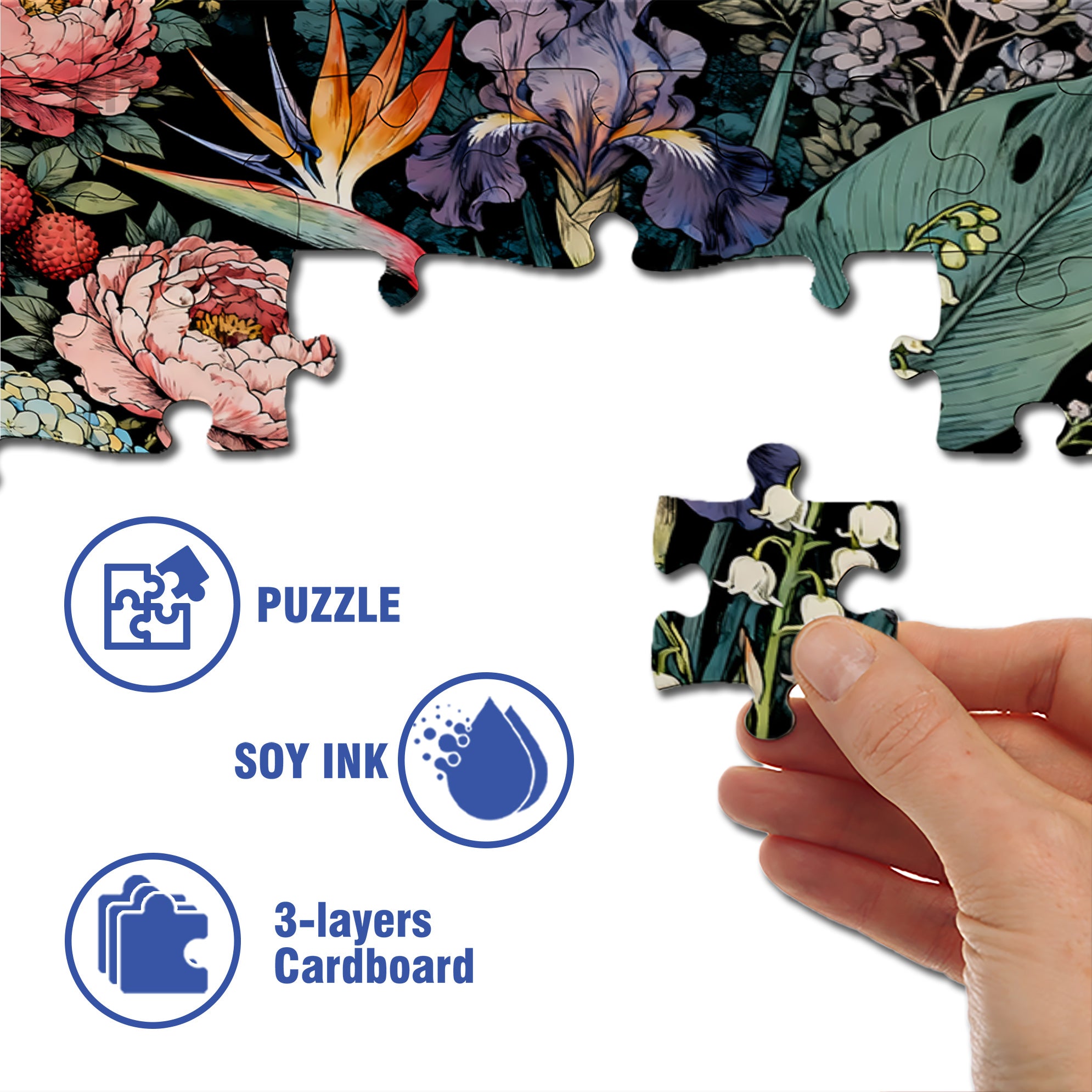 Among The Flowers 500pcs/1000pcs Jigsaw Puzzle, Scratch-Resistant, Interactive Family Game & Brain-Boosting DIY Decor, Perfect for Halloween, Christmas & New Year Gifts, Family Puzzle Game