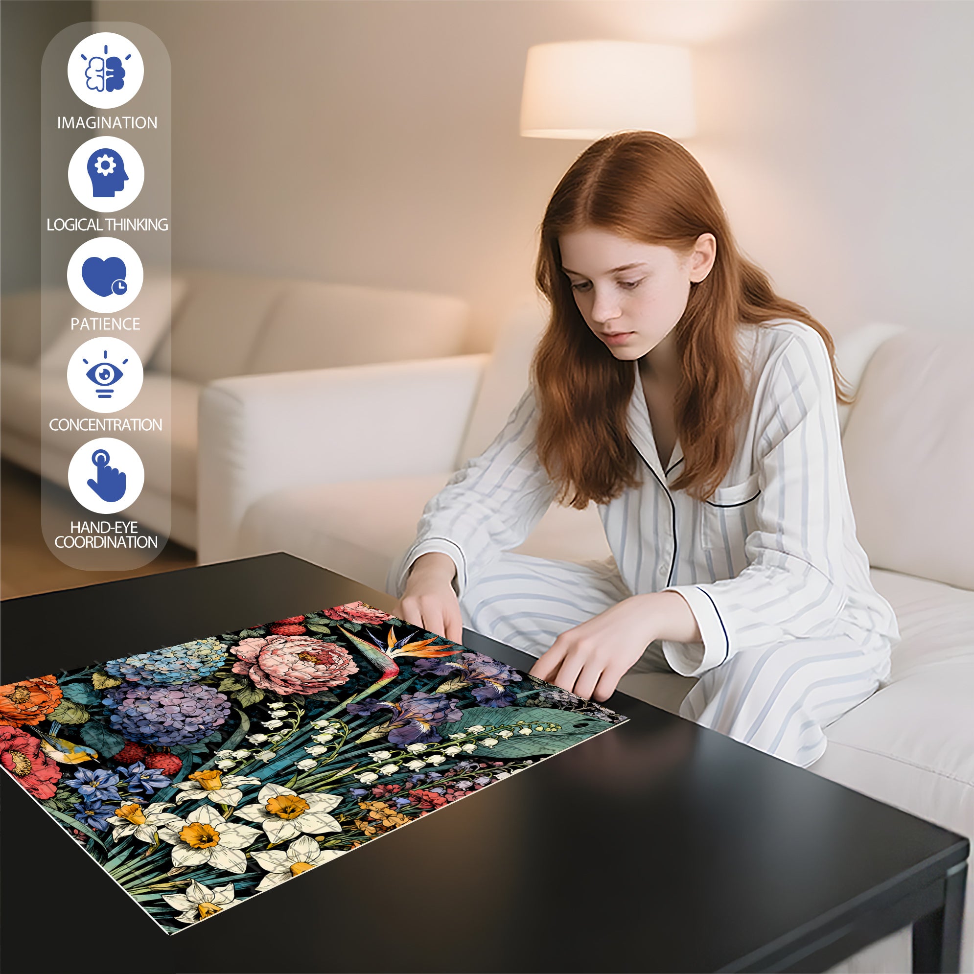 Among The Flowers 500pcs/1000pcs Jigsaw Puzzle, Scratch-Resistant, Interactive Family Game & Brain-Boosting DIY Decor, Perfect for Halloween, Christmas & New Year Gifts, Family Puzzle Game