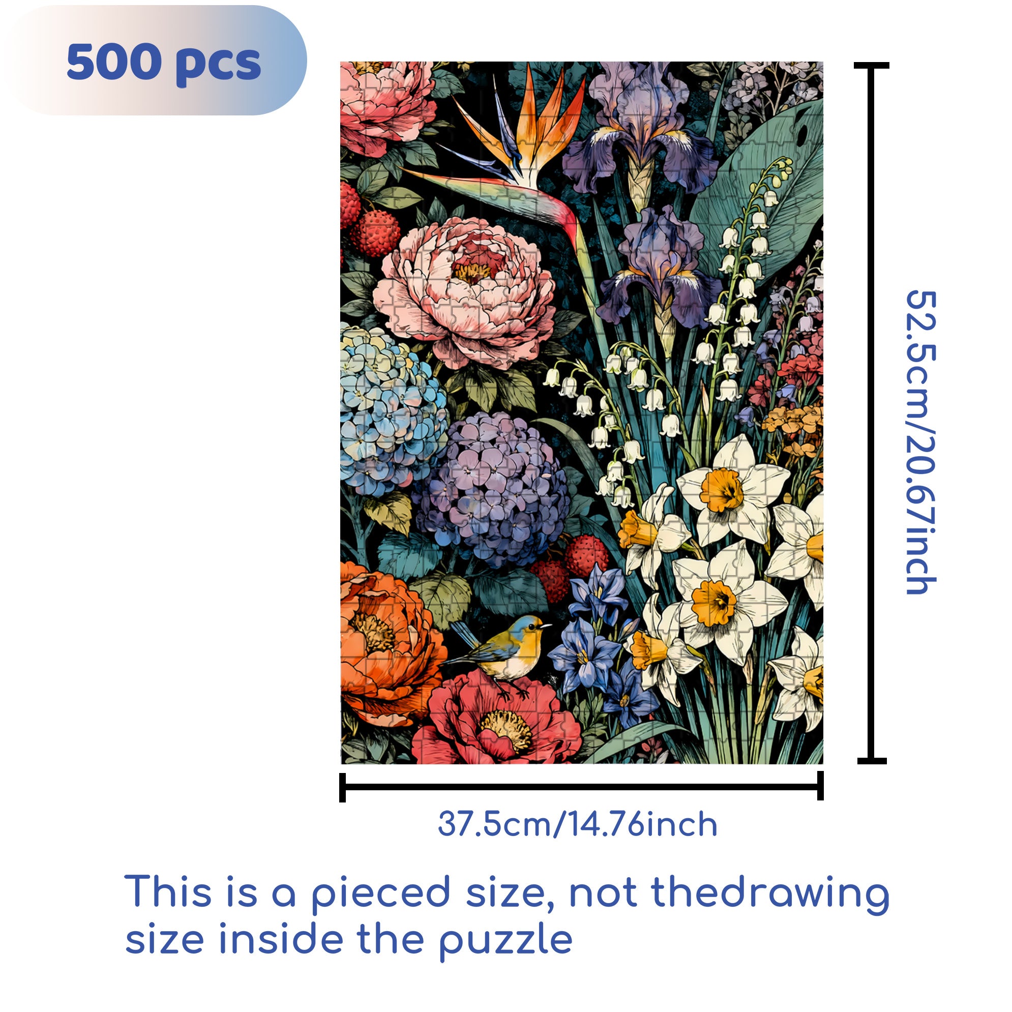 Among The Flowers 500pcs/1000pcs Jigsaw Puzzle, Scratch-Resistant, Interactive Family Game & Brain-Boosting DIY Decor, Perfect for Halloween, Christmas & New Year Gifts, Family Puzzle Game
