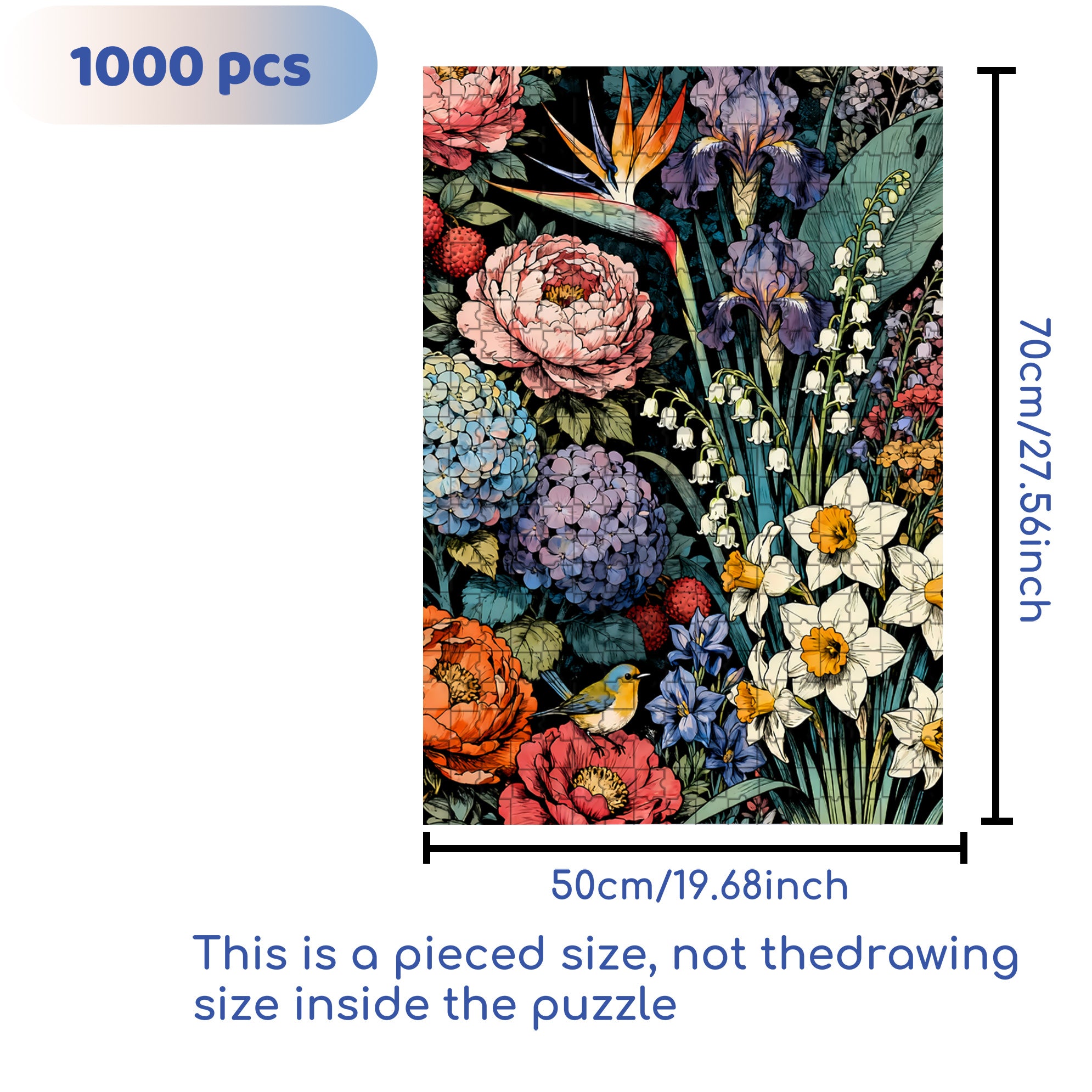 Among The Flowers 500pcs/1000pcs Jigsaw Puzzle, Scratch-Resistant, Interactive Family Game & Brain-Boosting DIY Decor, Perfect for Halloween, Christmas & New Year Gifts, Family Puzzle Game