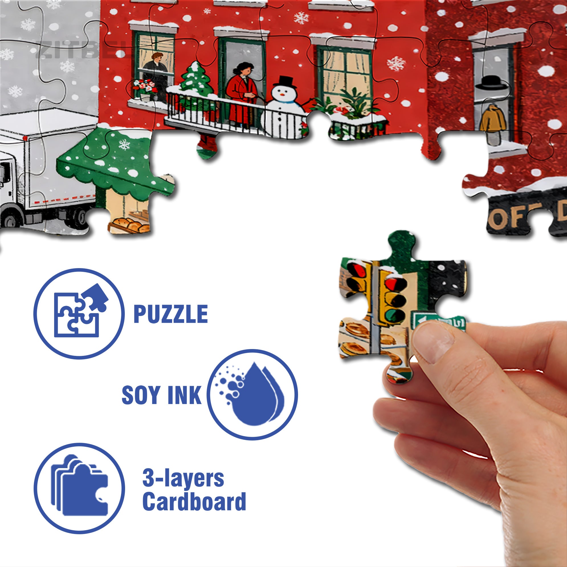 Christmas On Central Avenue 500pcs/1000pcs Jigsaw Puzzle, Scratch-Resistant, Interactive Family Game & Brain-Boosting DIY Decor, Perfect for Halloween, Christmas & New Year Gifts, Family Puzzle Game