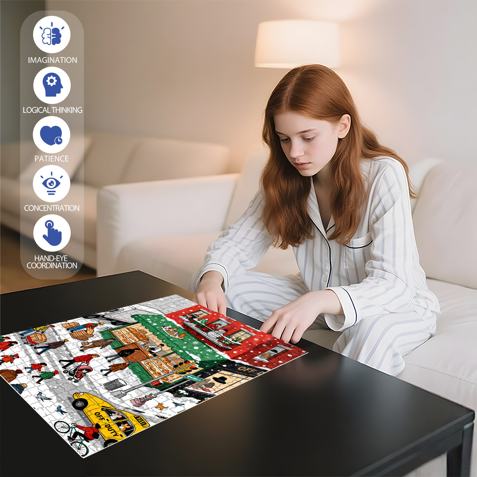 Christmas On Central Avenue 500pcs/1000pcs Jigsaw Puzzle, Scratch-Resistant, Interactive Family Game & Brain-Boosting DIY Decor, Perfect for Halloween, Christmas & New Year Gifts, Family Puzzle Game