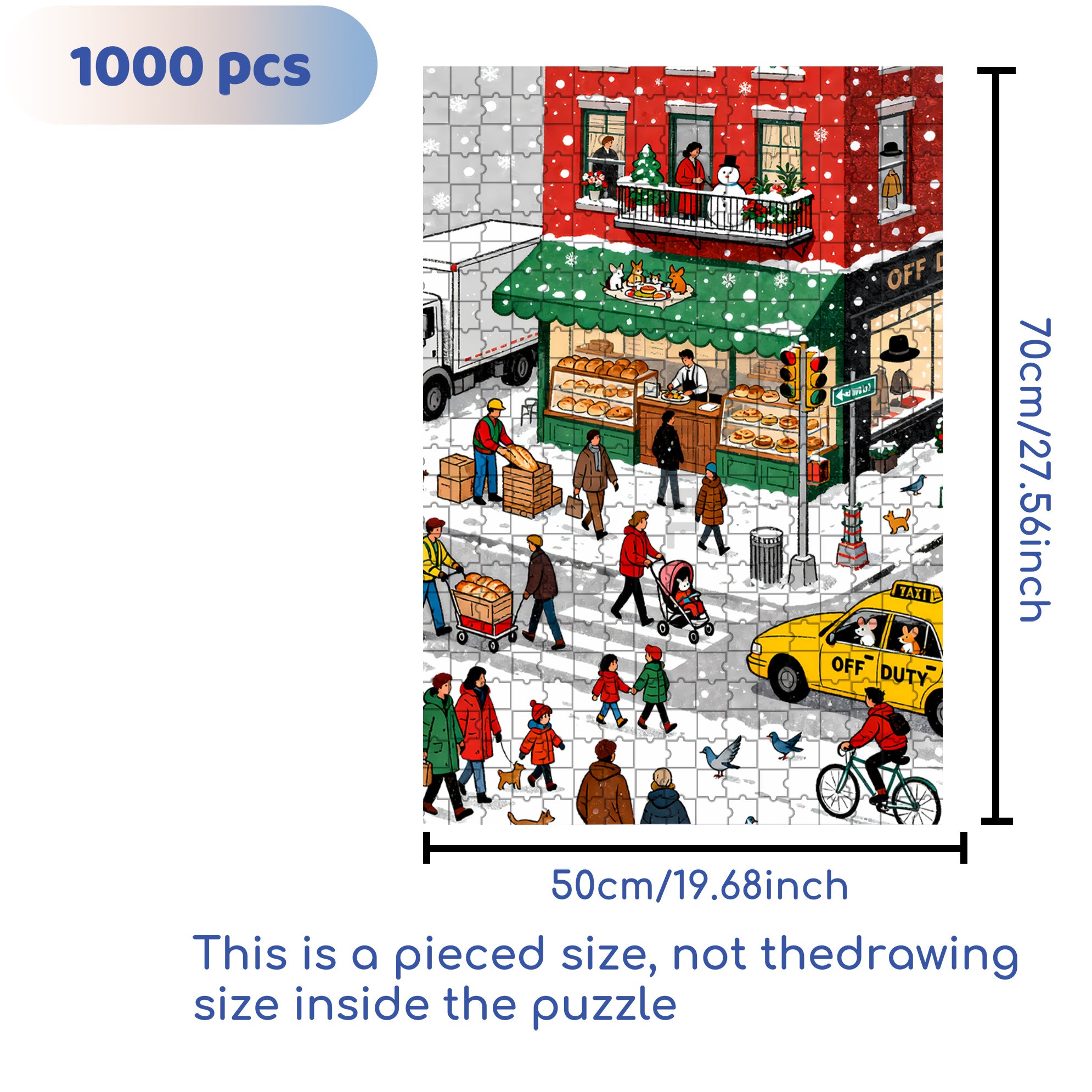 Christmas On Central Avenue 500pcs/1000pcs Jigsaw Puzzle, Scratch-Resistant, Interactive Family Game & Brain-Boosting DIY Decor, Perfect for Halloween, Christmas & New Year Gifts, Family Puzzle Game