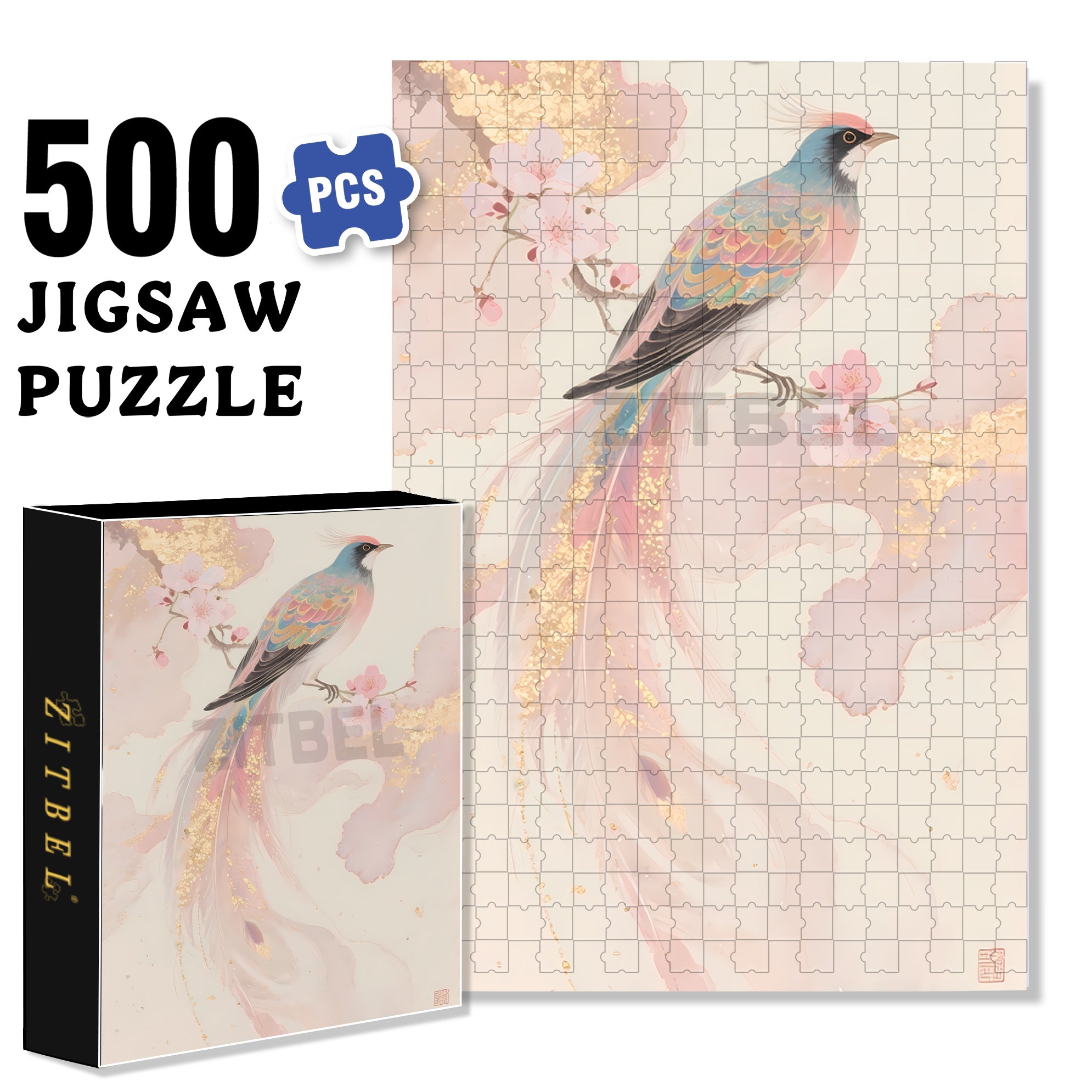 Colorful Bird 500pcs/1000pcs Jigsaw Puzzle, Scratch-Resistant, Interactive Family Game & Brain-Boosting DIY Decor, Perfect for Halloween, Christmas & New Year Gifts, Family Puzzle Game