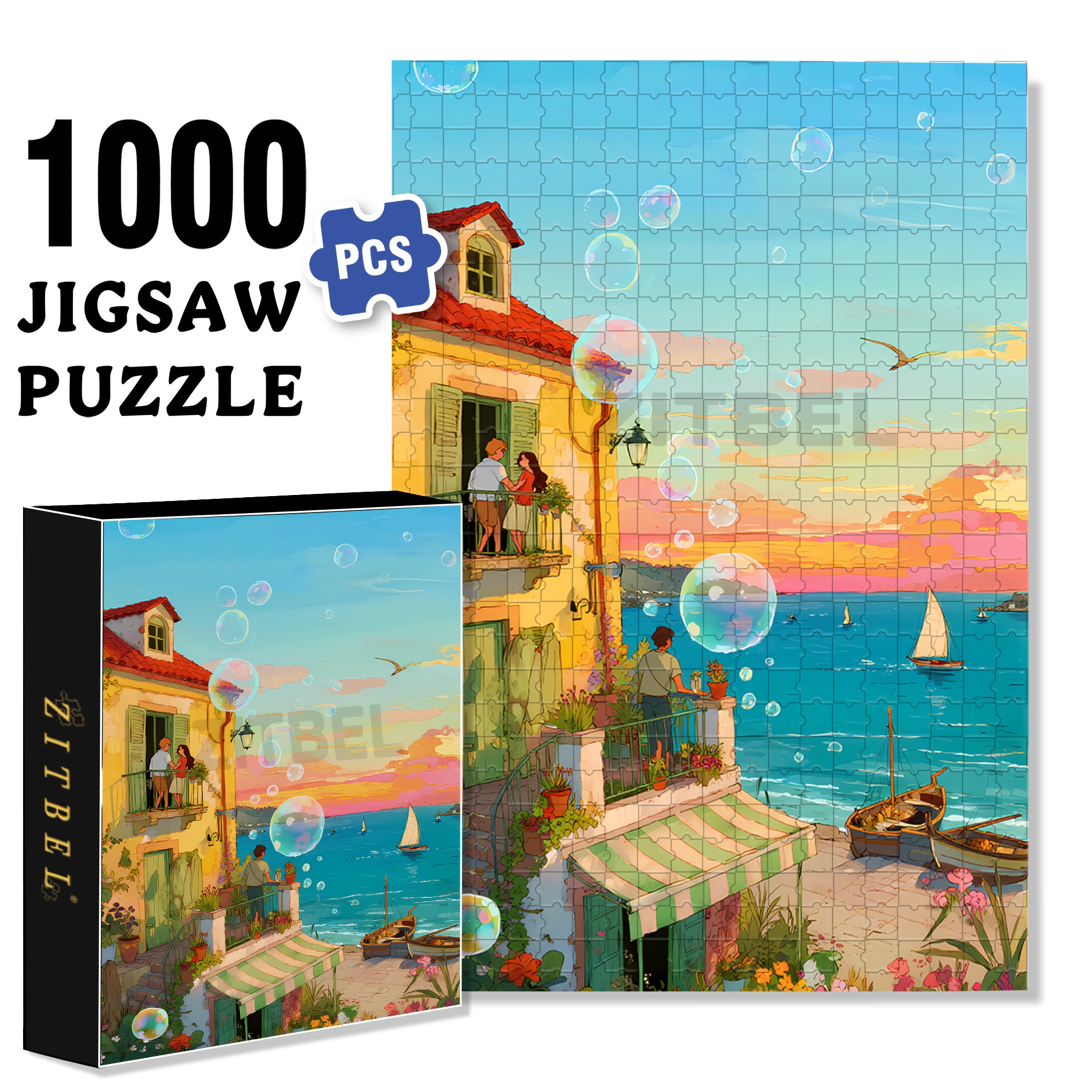 Colorful Bubbles 500pcs/1000pcs Jigsaw Puzzle, Scratch-Resistant, Interactive Family Game & Brain-Boosting DIY Decor, Perfect for Halloween, Christmas & New Year Gifts, Family Puzzle Game