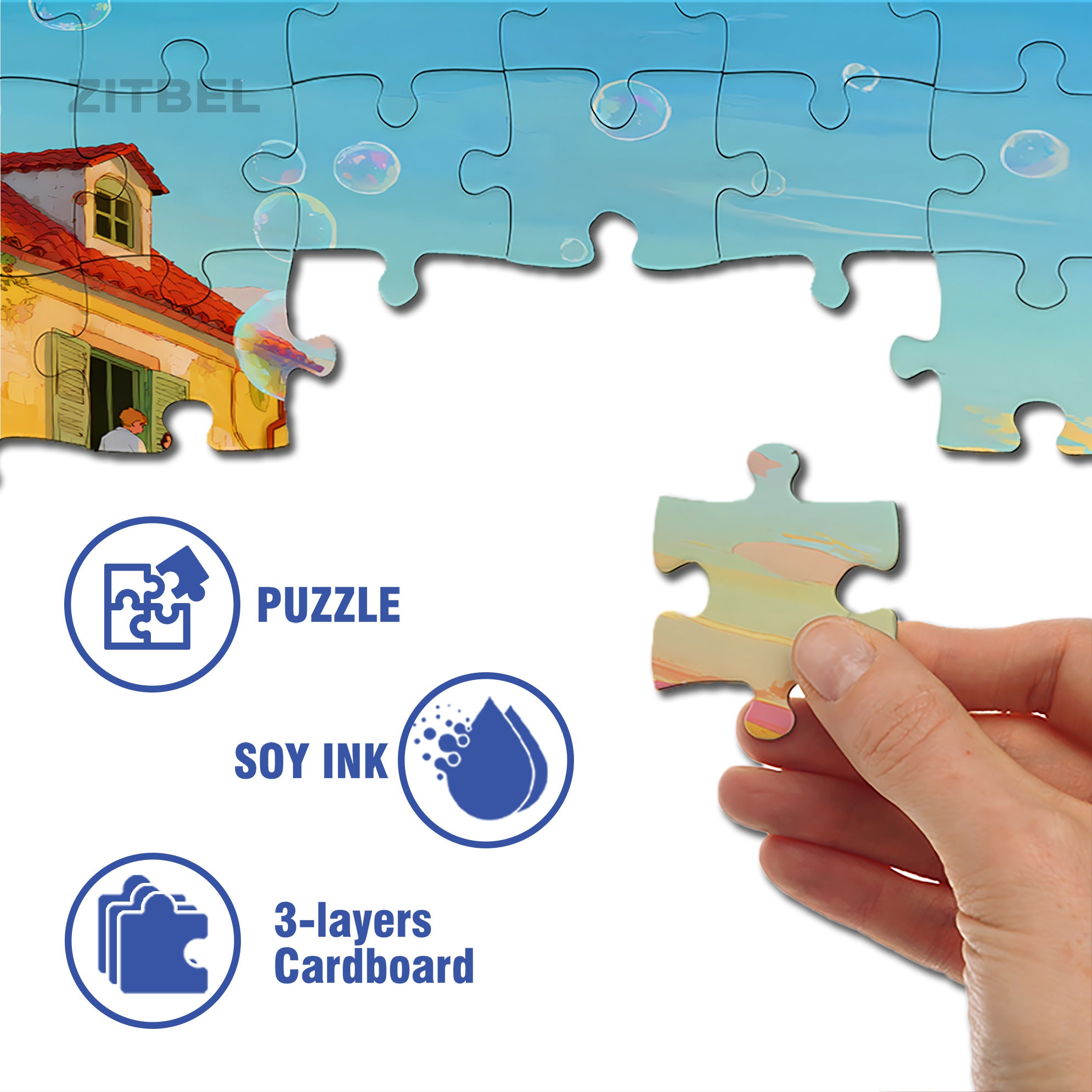 Colorful Bubbles 500pcs/1000pcs Jigsaw Puzzle, Scratch-Resistant, Interactive Family Game & Brain-Boosting DIY Decor, Perfect for Halloween, Christmas & New Year Gifts, Family Puzzle Game
