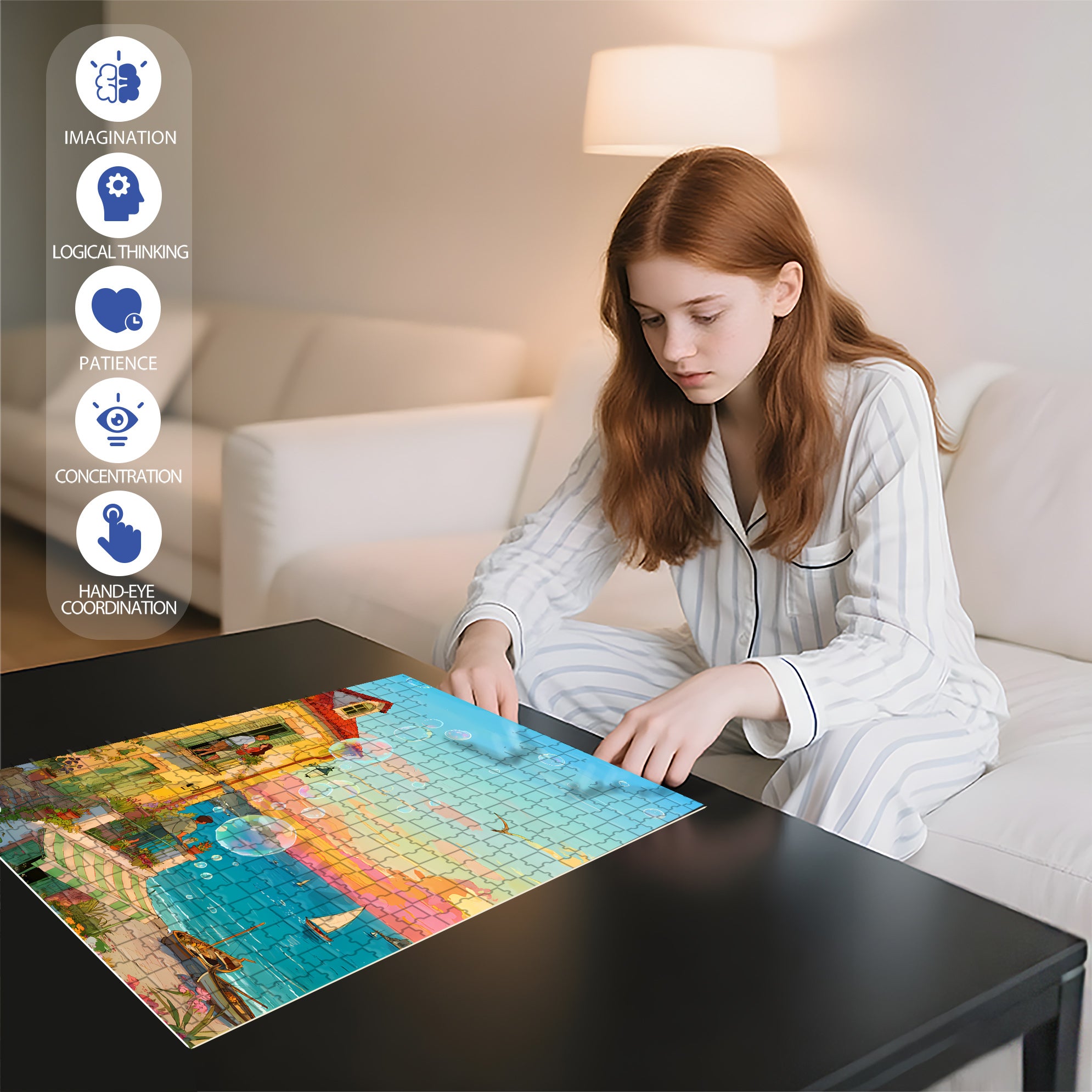 Colorful Bubbles 500pcs/1000pcs Jigsaw Puzzle, Scratch-Resistant, Interactive Family Game & Brain-Boosting DIY Decor, Perfect for Halloween, Christmas & New Year Gifts, Family Puzzle Game