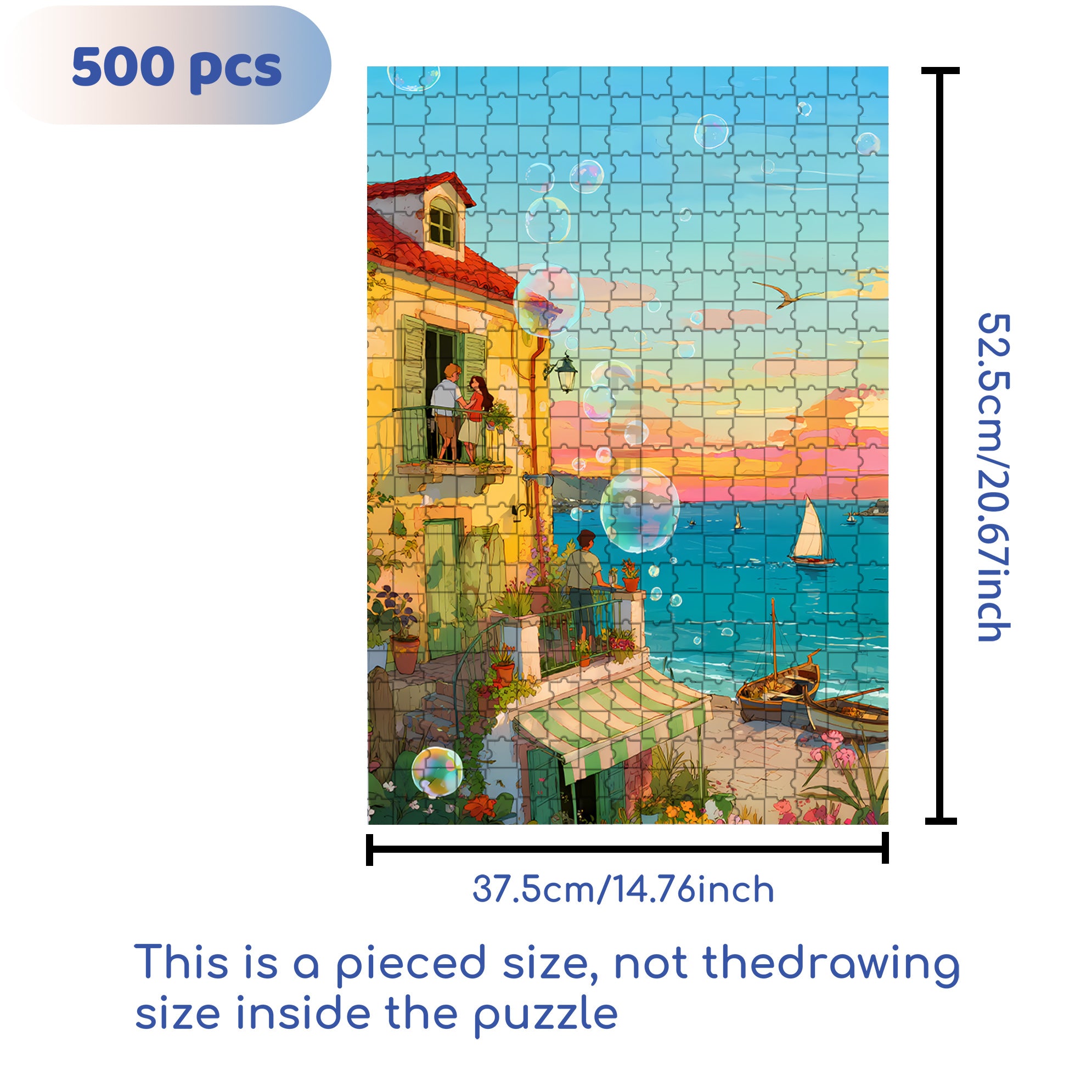 Colorful Bubbles 500pcs/1000pcs Jigsaw Puzzle, Scratch-Resistant, Interactive Family Game & Brain-Boosting DIY Decor, Perfect for Halloween, Christmas & New Year Gifts, Family Puzzle Game