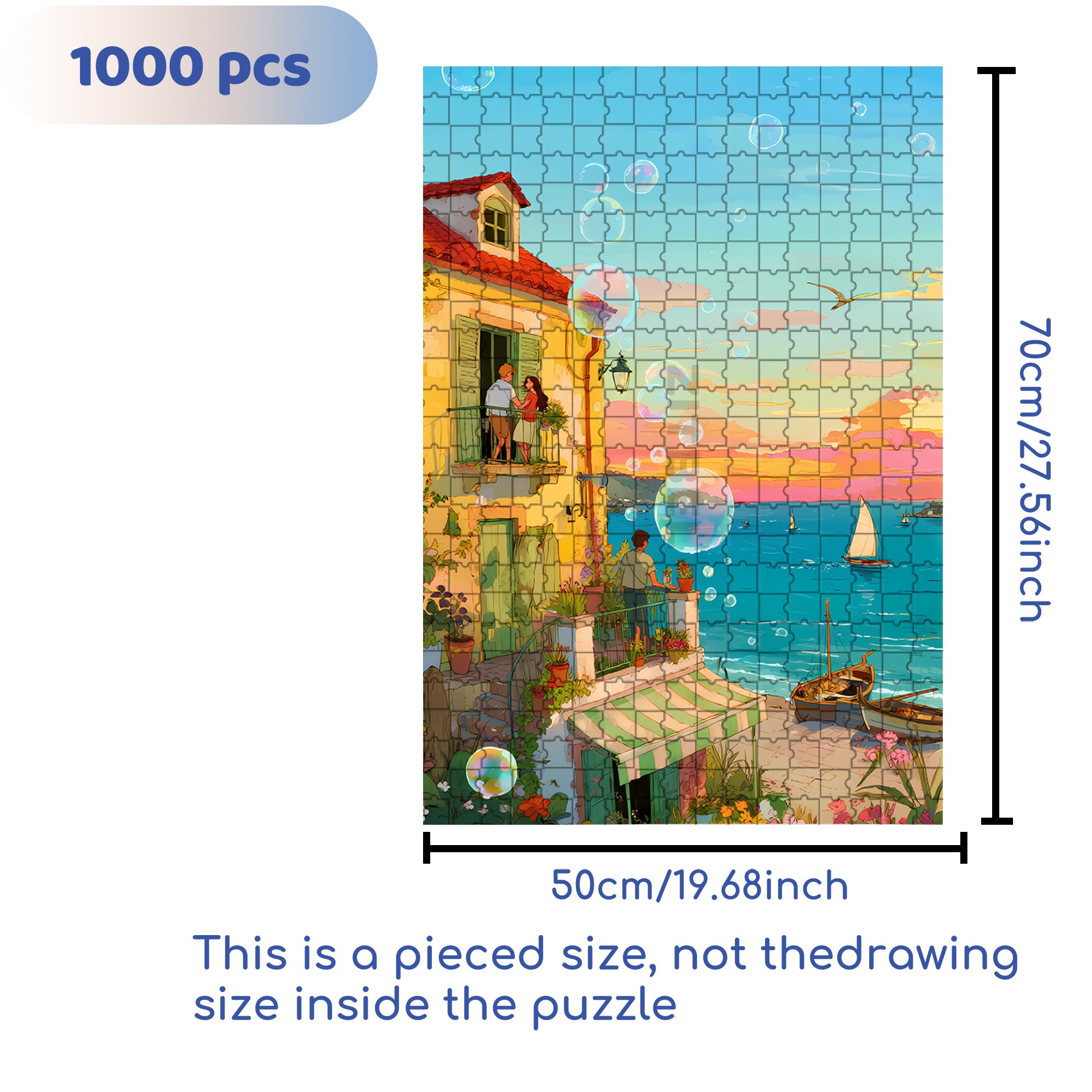 Colorful Bubbles 500pcs/1000pcs Jigsaw Puzzle, Scratch-Resistant, Interactive Family Game & Brain-Boosting DIY Decor, Perfect for Halloween, Christmas & New Year Gifts, Family Puzzle Game