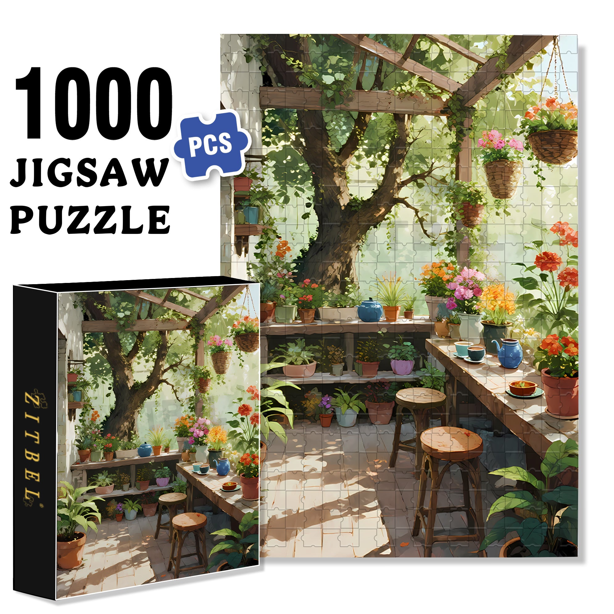 Cozy Balcony 500pcs/1000pcs Jigsaw Puzzle, Scratch-Resistant, Interactive Family Game & Brain-Boosting DIY Decor, Perfect for Halloween, Christmas & New Year Gifts, Family Puzzle Game