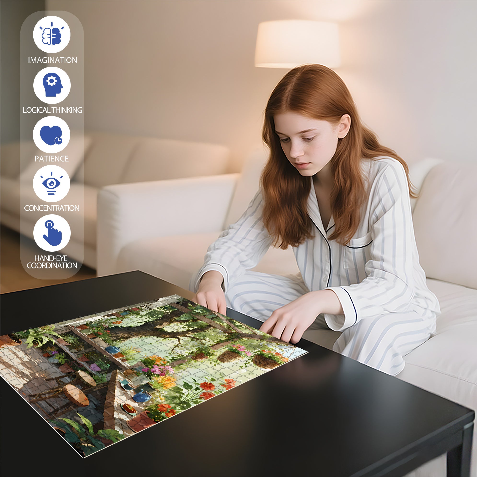 Cozy Balcony 500pcs/1000pcs Jigsaw Puzzle, Scratch-Resistant, Interactive Family Game & Brain-Boosting DIY Decor, Perfect for Halloween, Christmas & New Year Gifts, Family Puzzle Game