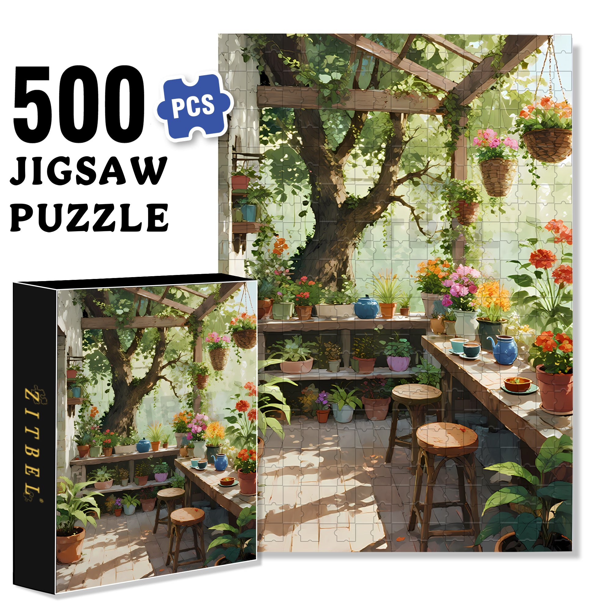 Cozy Balcony 500pcs/1000pcs Jigsaw Puzzle, Scratch-Resistant, Interactive Family Game & Brain-Boosting DIY Decor, Perfect for Halloween, Christmas & New Year Gifts, Family Puzzle Game