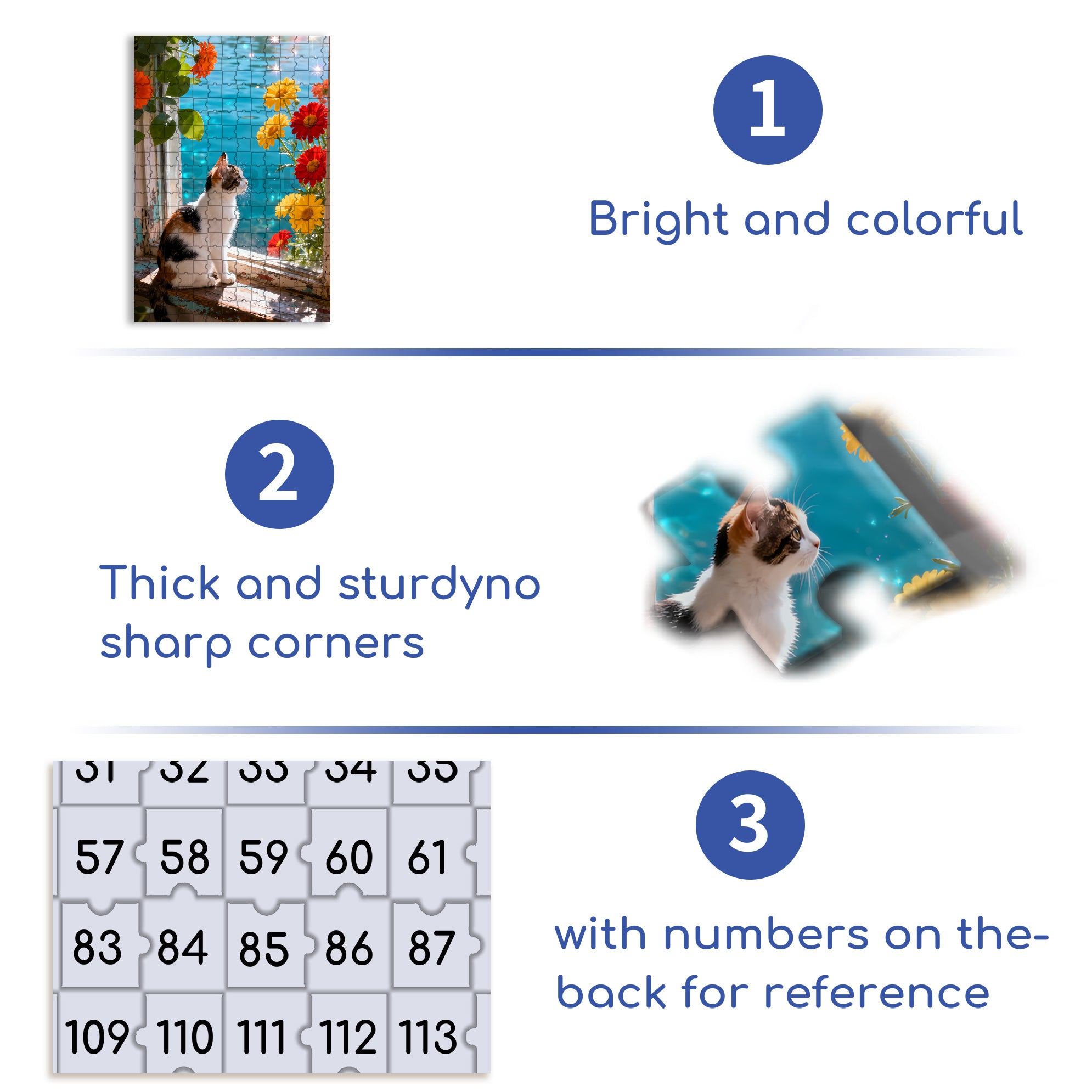 Cute Kitten 500pcs/1000pcs Jigsaw Puzzle, Scratch-Resistant, Interactive Family Game & Brain-Boosting DIY Decor, Perfect for Halloween, Christmas & New Year Gifts, Family Puzzle Game
