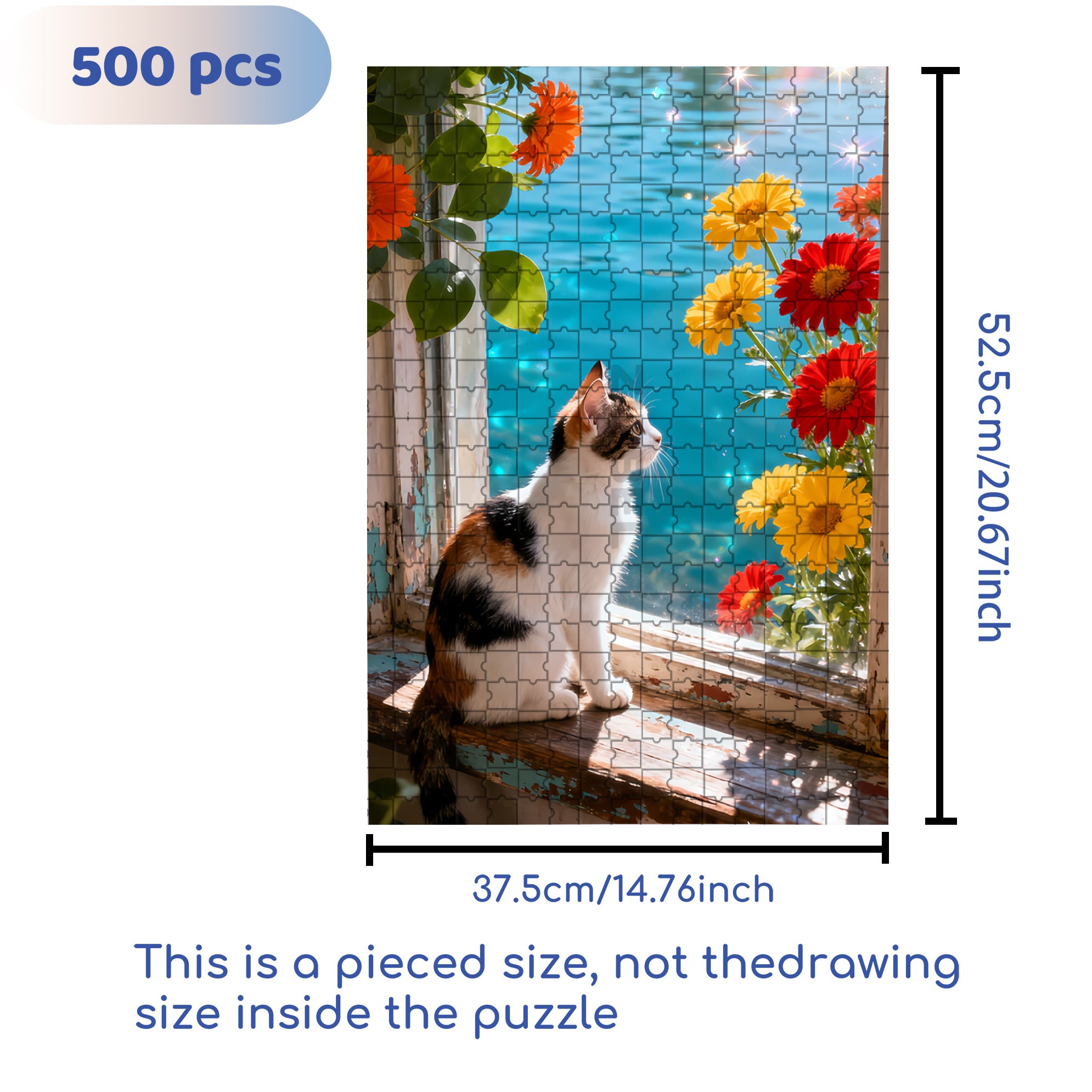 Cute Kitten 500pcs/1000pcs Jigsaw Puzzle, Scratch-Resistant, Interactive Family Game & Brain-Boosting DIY Decor, Perfect for Halloween, Christmas & New Year Gifts, Family Puzzle Game