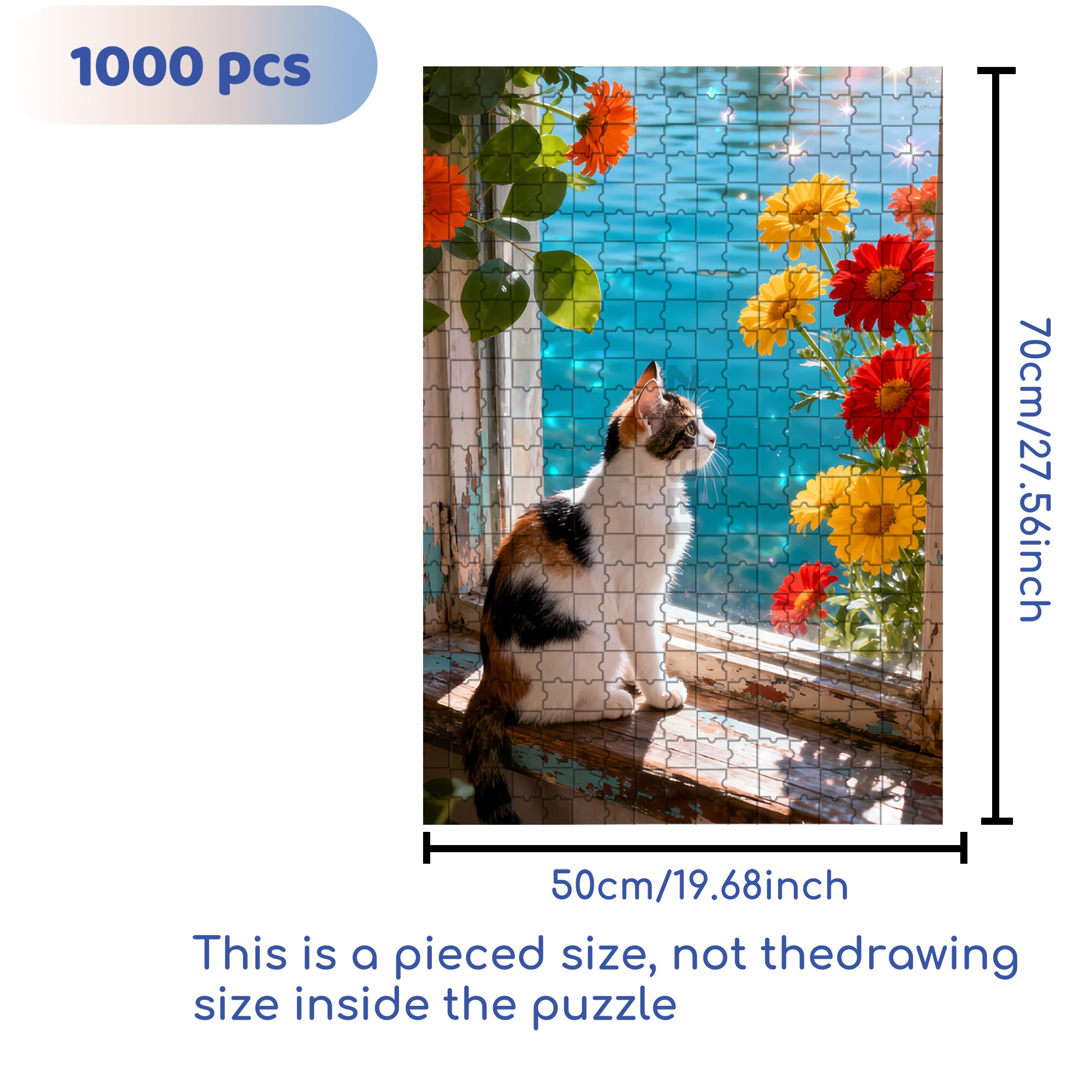 Cute Kitten 500pcs/1000pcs Jigsaw Puzzle, Scratch-Resistant, Interactive Family Game & Brain-Boosting DIY Decor, Perfect for Halloween, Christmas & New Year Gifts, Family Puzzle Game