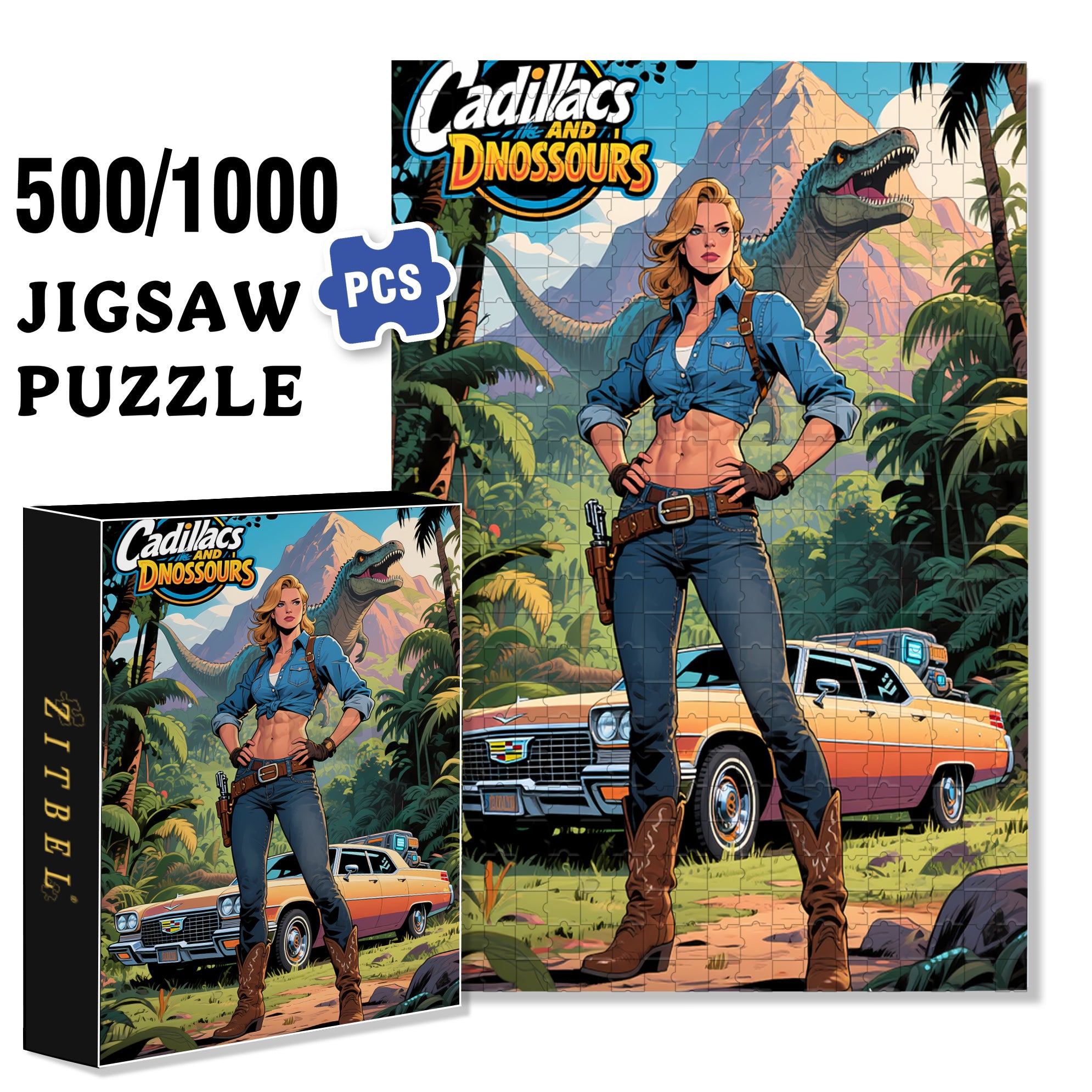 Dinosaur Island 500pcs/1000pcs Jigsaw Puzzle, Scratch-Resistant, Interactive Family Game & Brain-Boosting DIY Decor, Perfect for Halloween, Christmas & New Year Gifts, Family Puzzle Game