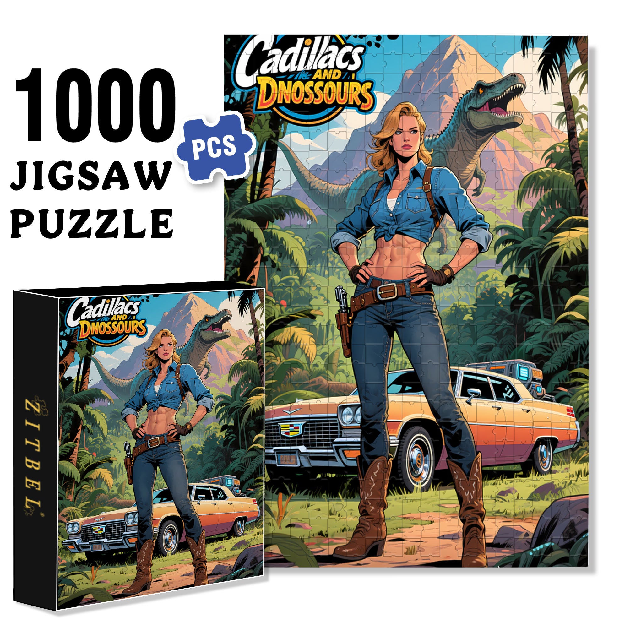 Dinosaur Island 500pcs/1000pcs Jigsaw Puzzle, Scratch-Resistant, Interactive Family Game & Brain-Boosting DIY Decor, Perfect for Halloween, Christmas & New Year Gifts, Family Puzzle Game