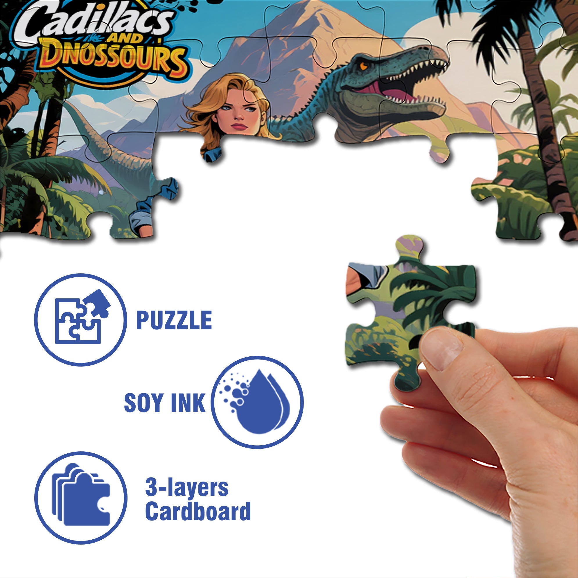 Dinosaur Island 500pcs/1000pcs Jigsaw Puzzle, Scratch-Resistant, Interactive Family Game & Brain-Boosting DIY Decor, Perfect for Halloween, Christmas & New Year Gifts, Family Puzzle Game